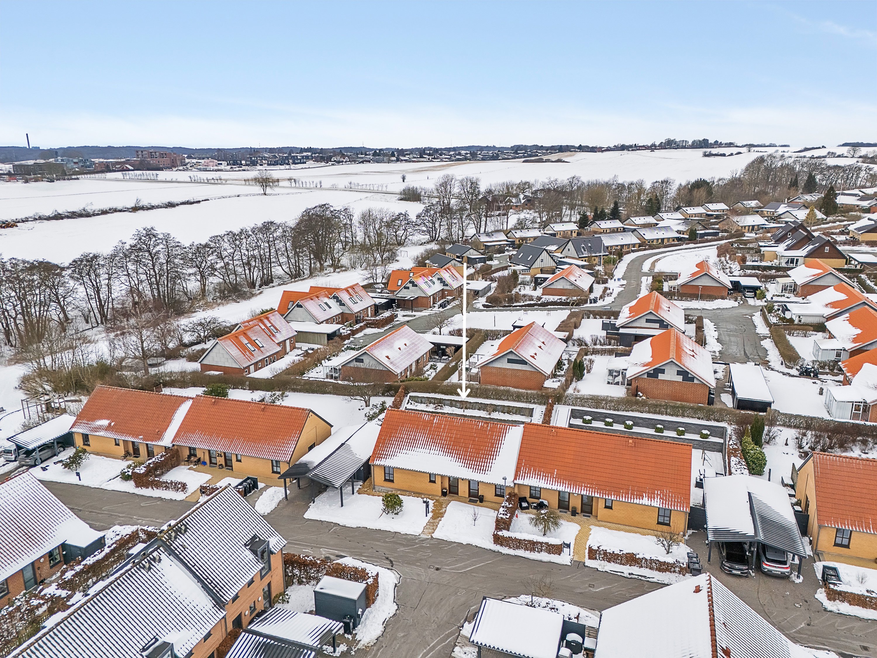 Fremhævet luftfoto billede i fuldskærmstilstand. Billede af Ellebæk Parkvej 24, 8520 Lystrup