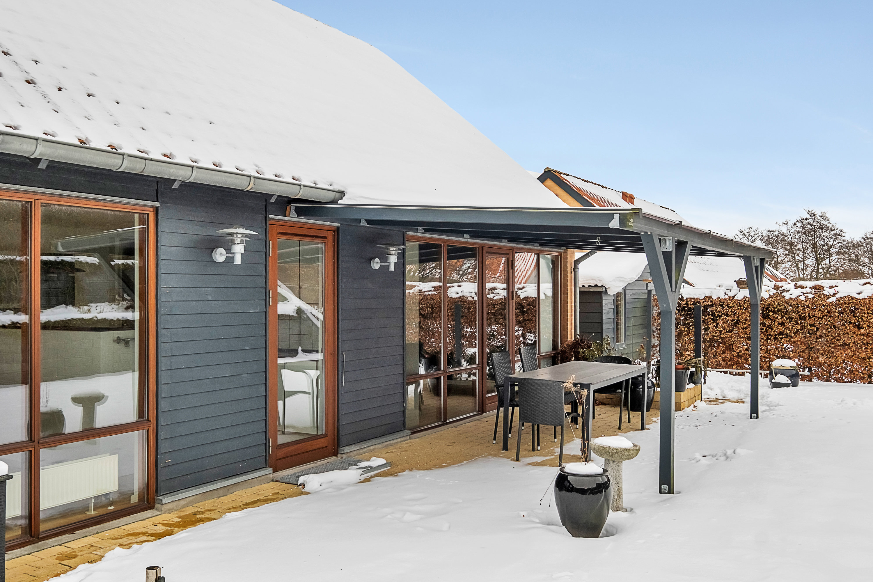 Fremhævet overdækket terrasse billede i fuldskærmstilstand. Billede af Ellebæk Parkvej 24, 8520 Lystrup