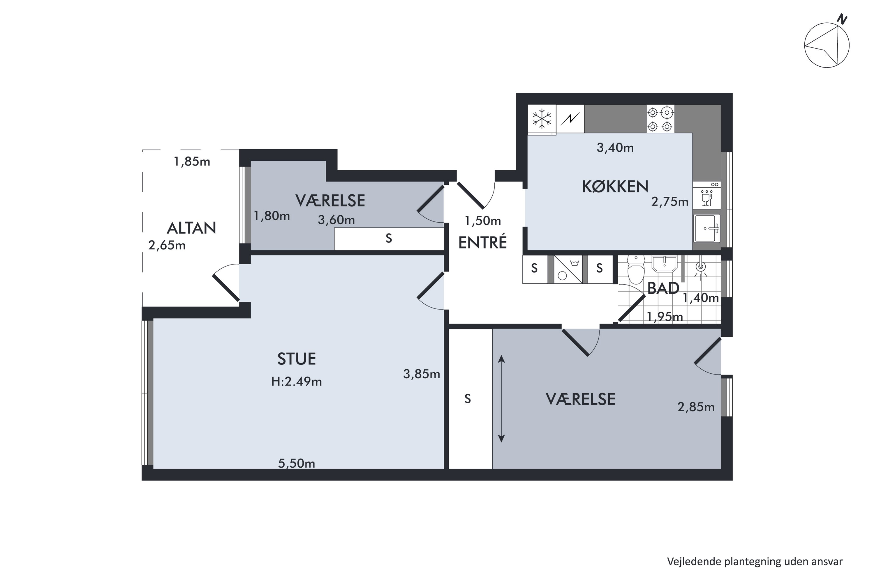 Plantegninger billede af Provstejorden 6, 1. th., 9000 Aalborg