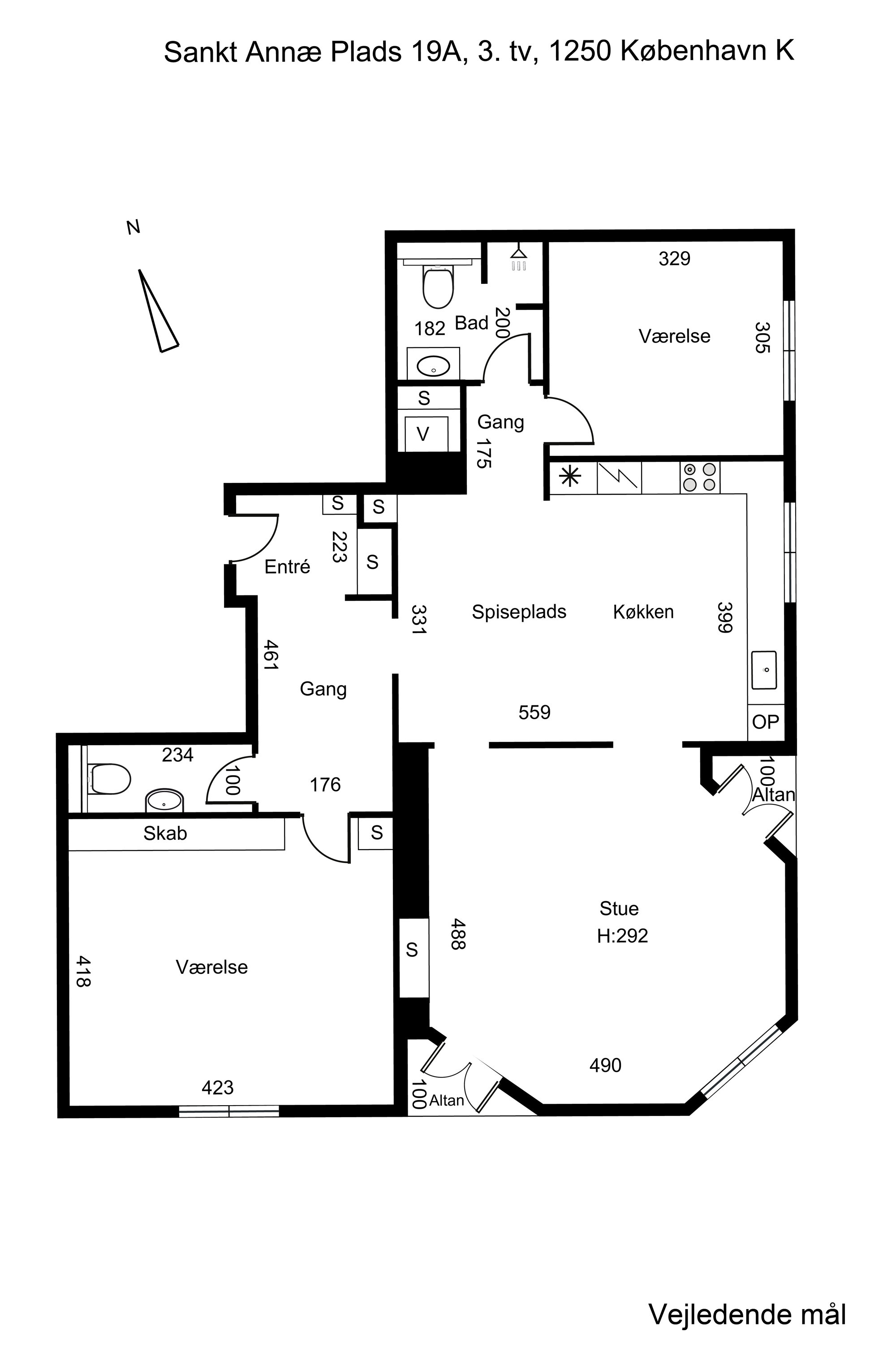 Plantegninger billede af Sankt Annæ Plads 19A, 3. tv., 1250 København K