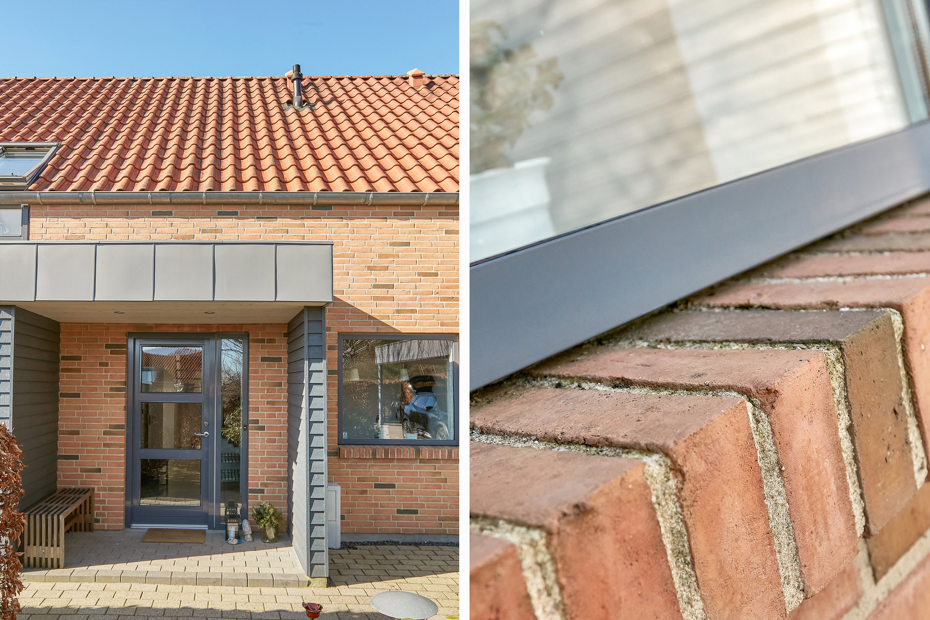 Fremhævet detaljer - facade billede i fuldskærmstilstand. Billede af Kastanjealle 35, Egebjerg, 8700 Horsens