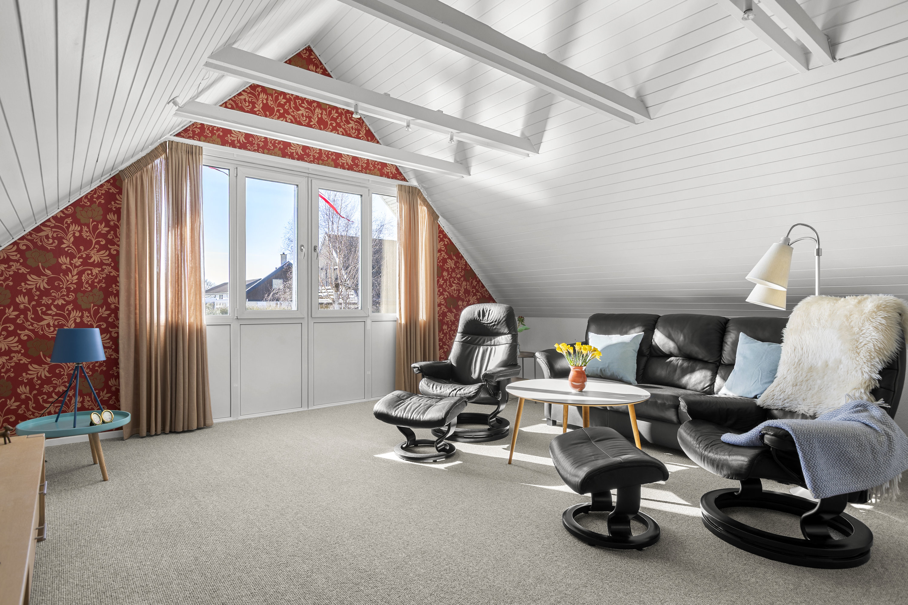 Fremhævet stue billede i fuldskærmstilstand. Billede af Lerklinten 16, 4220 Korsør