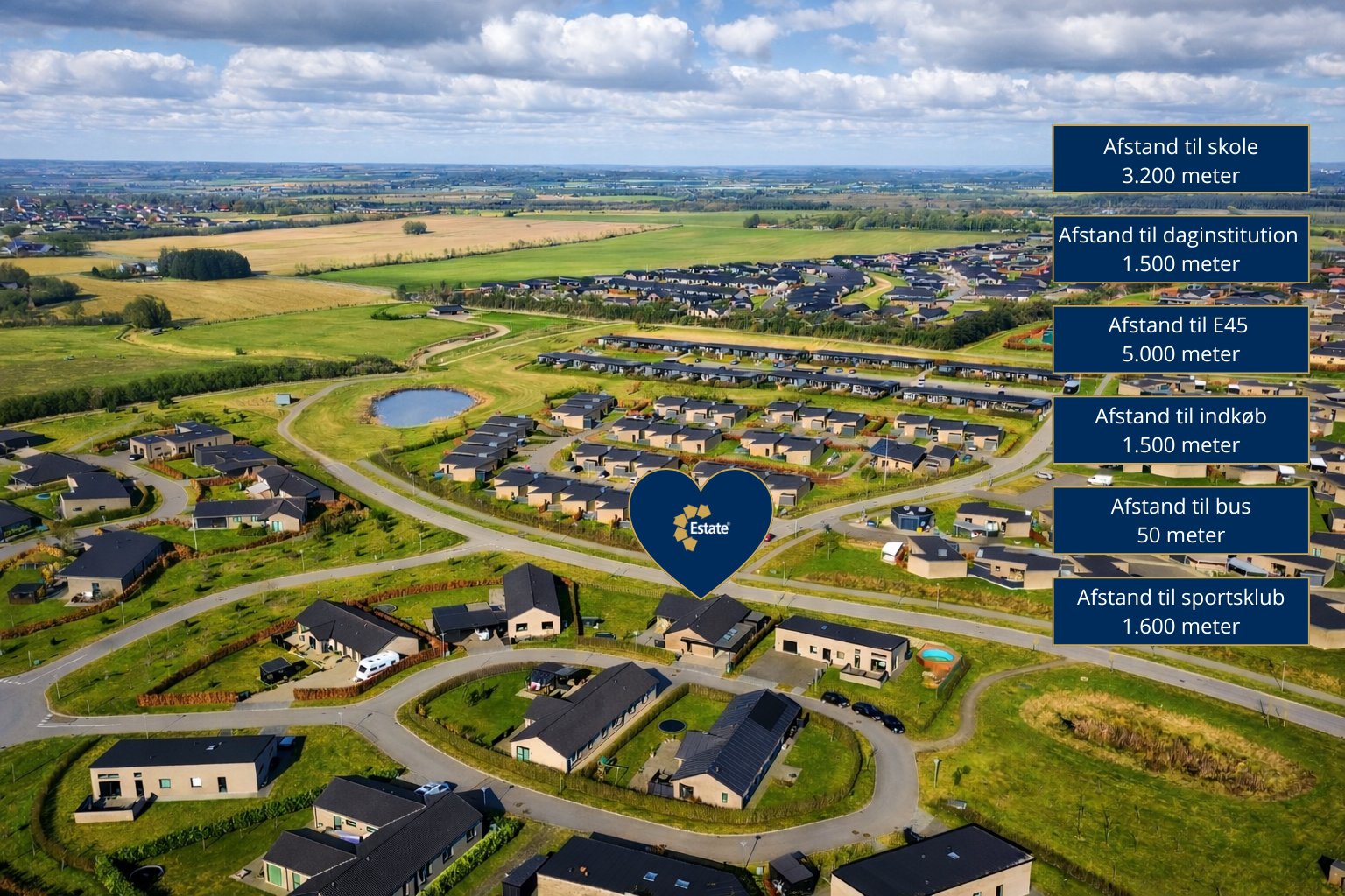 Fremhævet drone billede i fuldskærmstilstand. Billede af Rødtjørnen 5, Torsted, 8700 Horsens