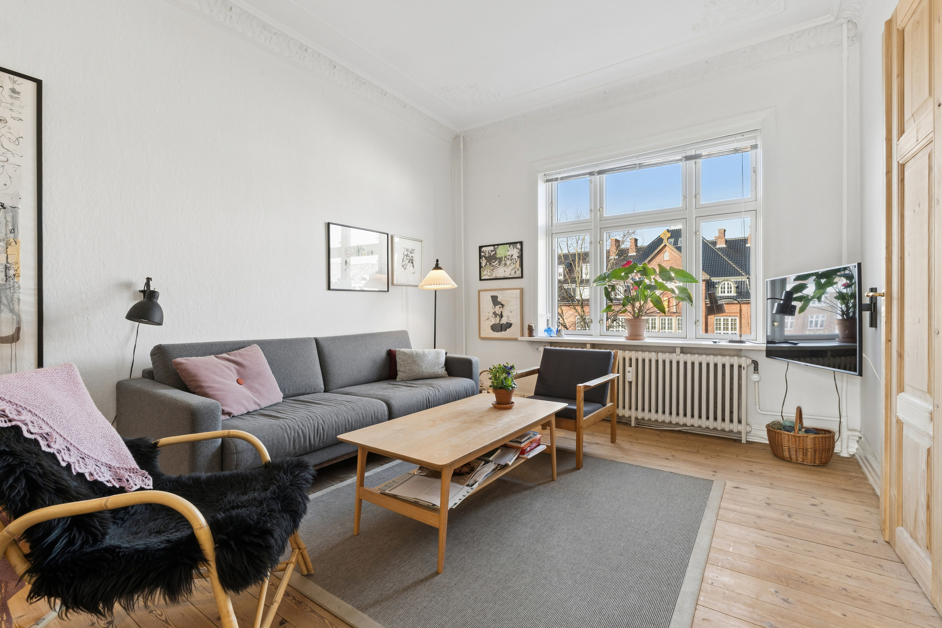 Fremhævet stue billede i fuldskærmstilstand. Billede af Bogensegade 1, 3. th., 8000 Aarhus C