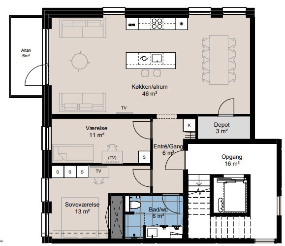 Plantegninger billede af Englandsvej 4, 1. tv., Hasseløparken, 4800 Nykøbing F