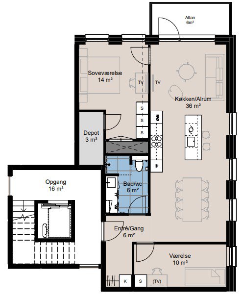 Plantegninger billede af Englandsvej 4, 2. mf.., Hasseløparken, 4800 Nykøbing F