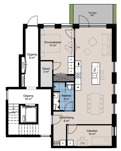 Plantegninger billede af Englandsvej 4, st.. th., Hasseløparken, 4800 Nykøbing F