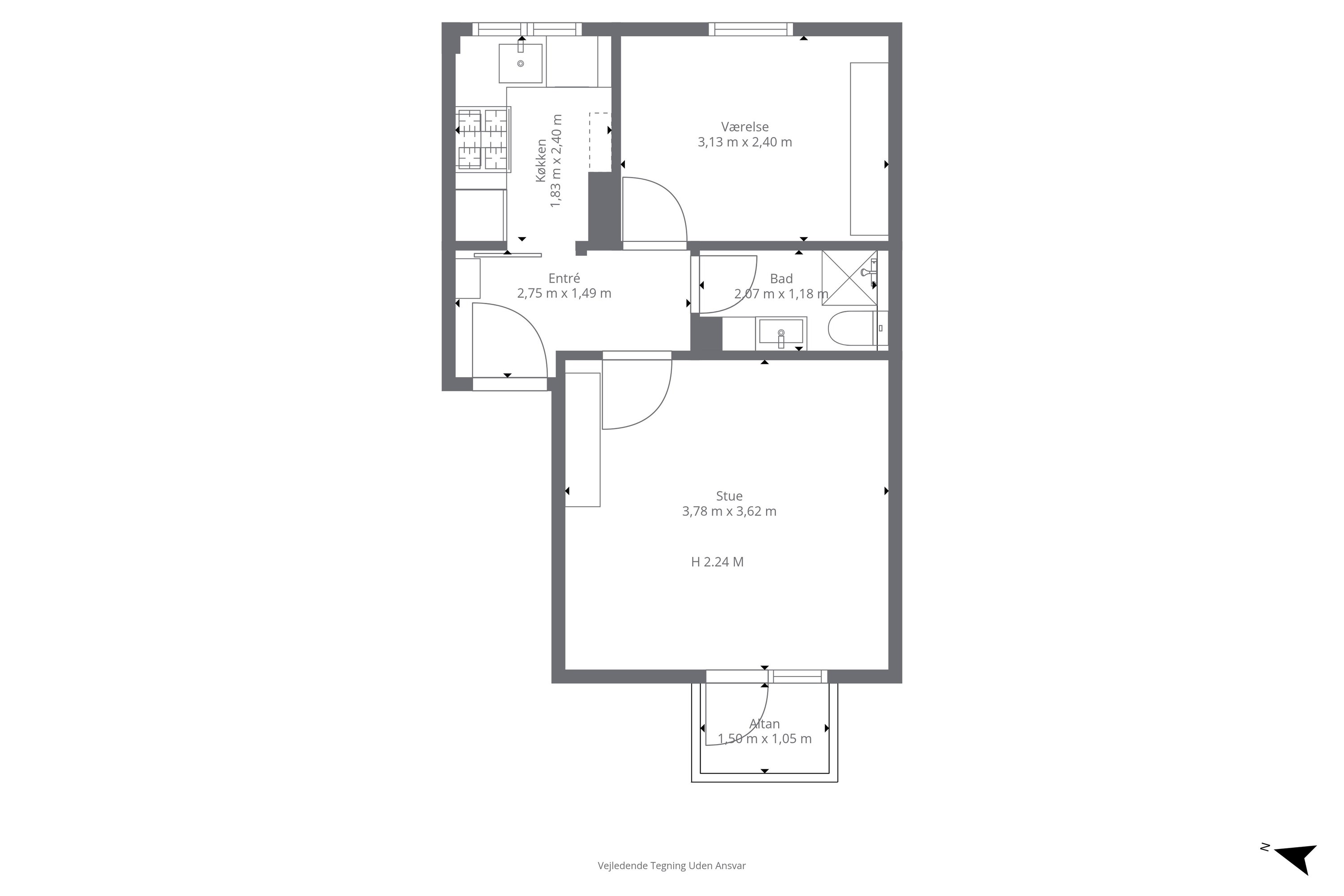 Plantegninger billede af Siciliensgade 9, 5. th., 2300 København S