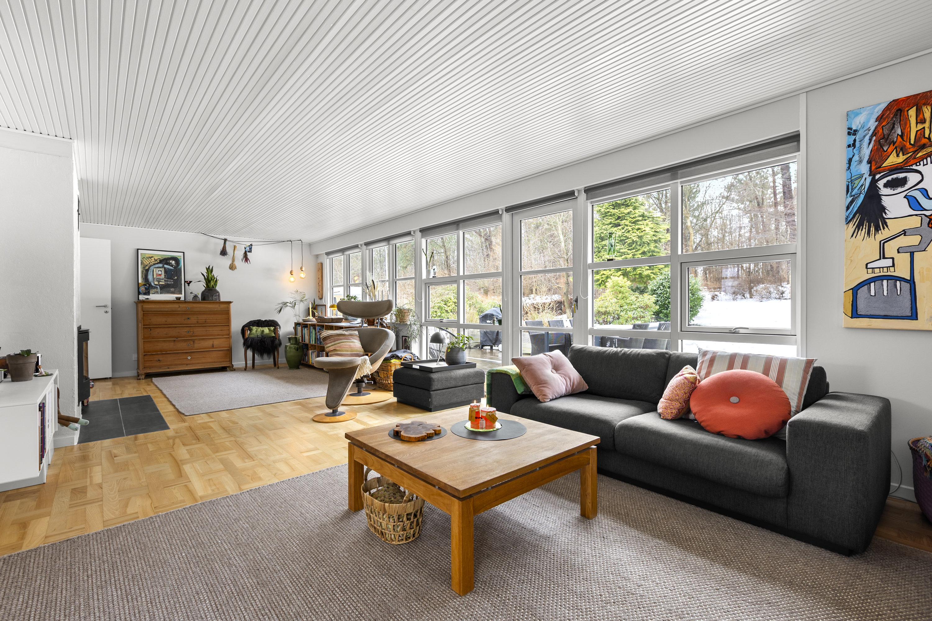 Fremhævet stue billede i fuldskærmstilstand. Billede af Granlystien 23, 4400 Kalundborg