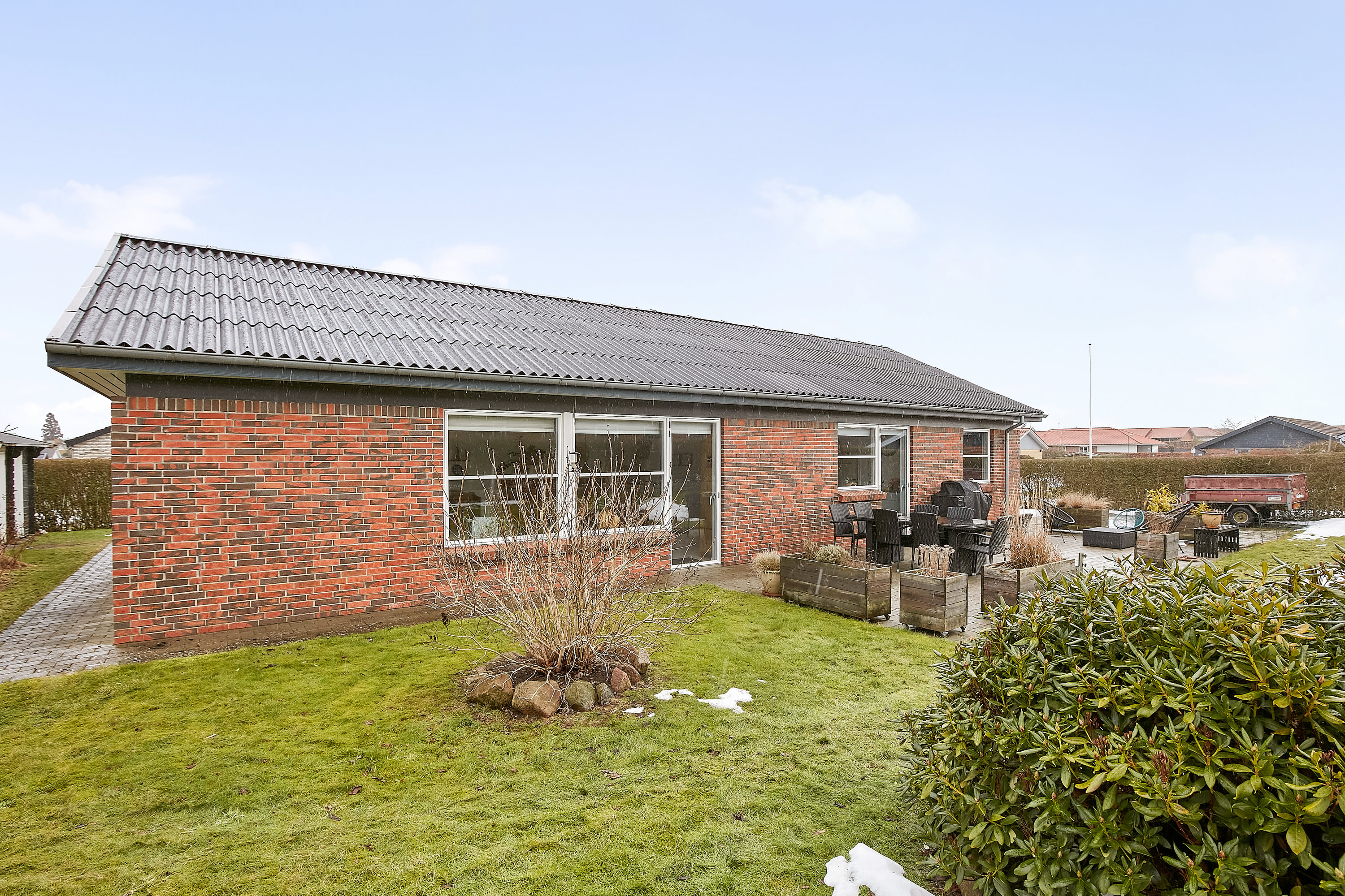 Fremhævet set fra haven billede i fuldskærmstilstand. Billede af Krokusvej 77, Tyrsted, 8700 Horsens