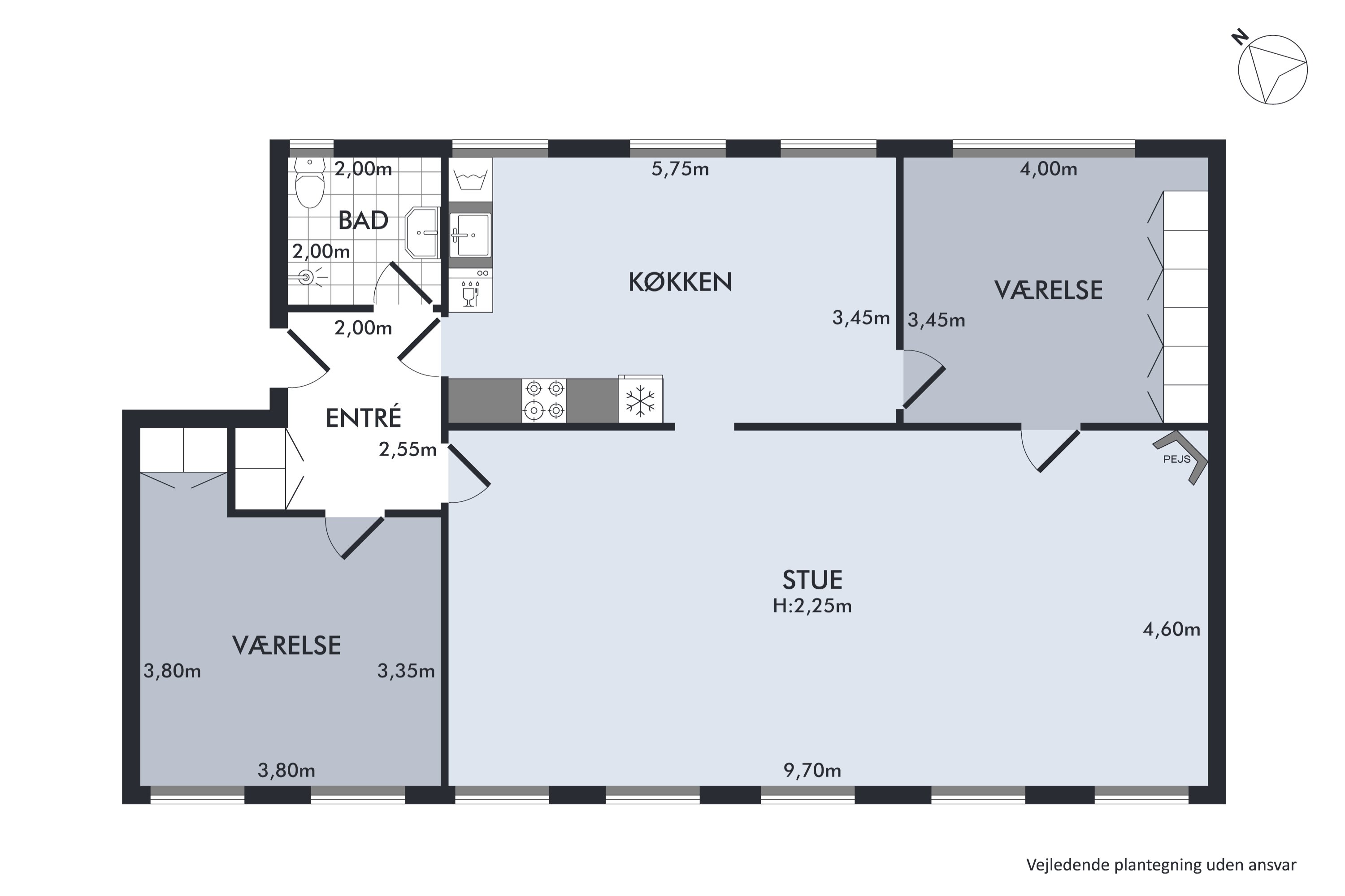 Plantegninger billede af Niels Hemmingsens Gade 32, 2. tv., 1153 København K