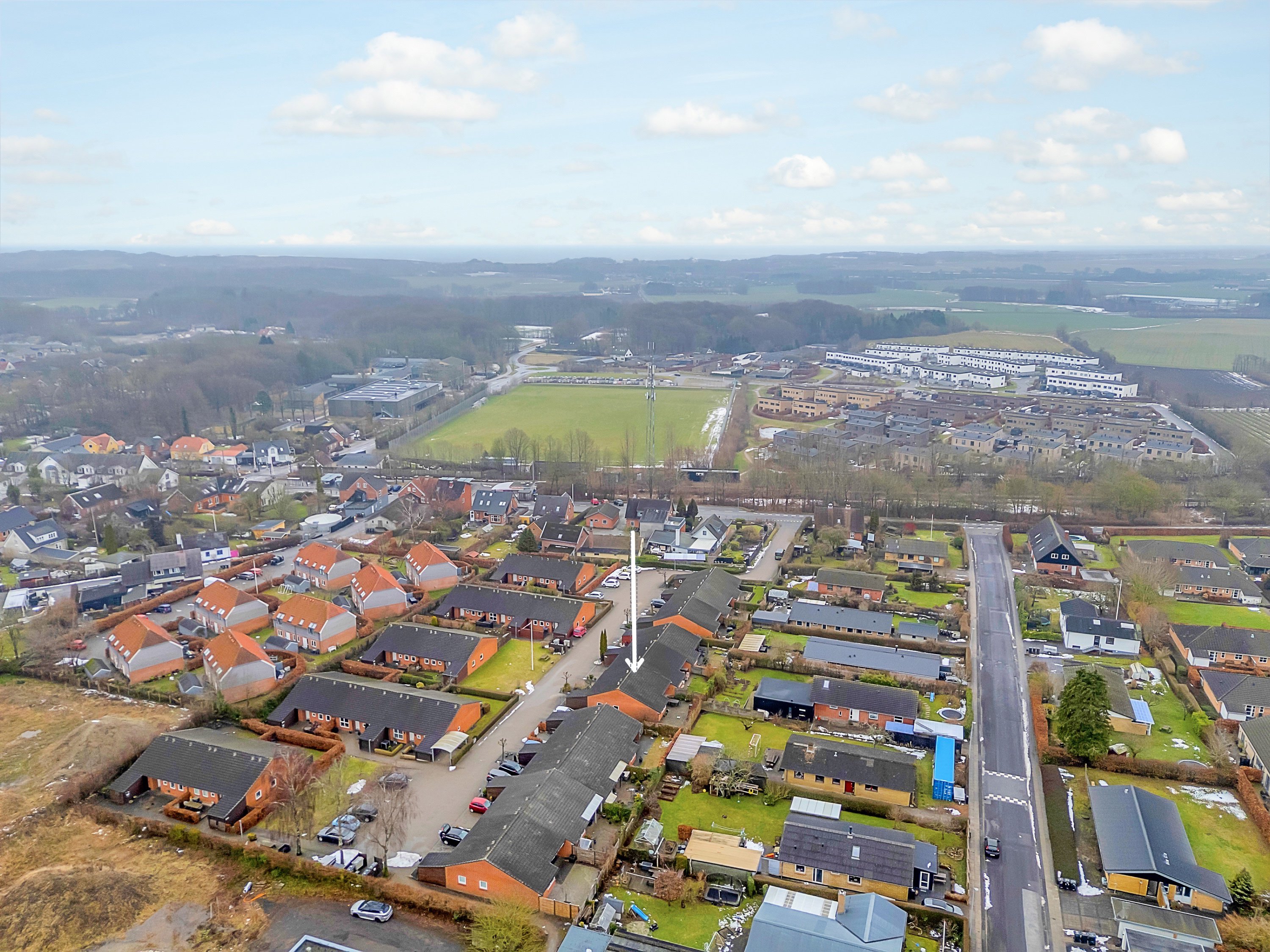 Fremhævet luftfoto billede i fuldskærmstilstand. Billede af Hjortshøj Stationsvej 28A, 8530 Hjortshøj