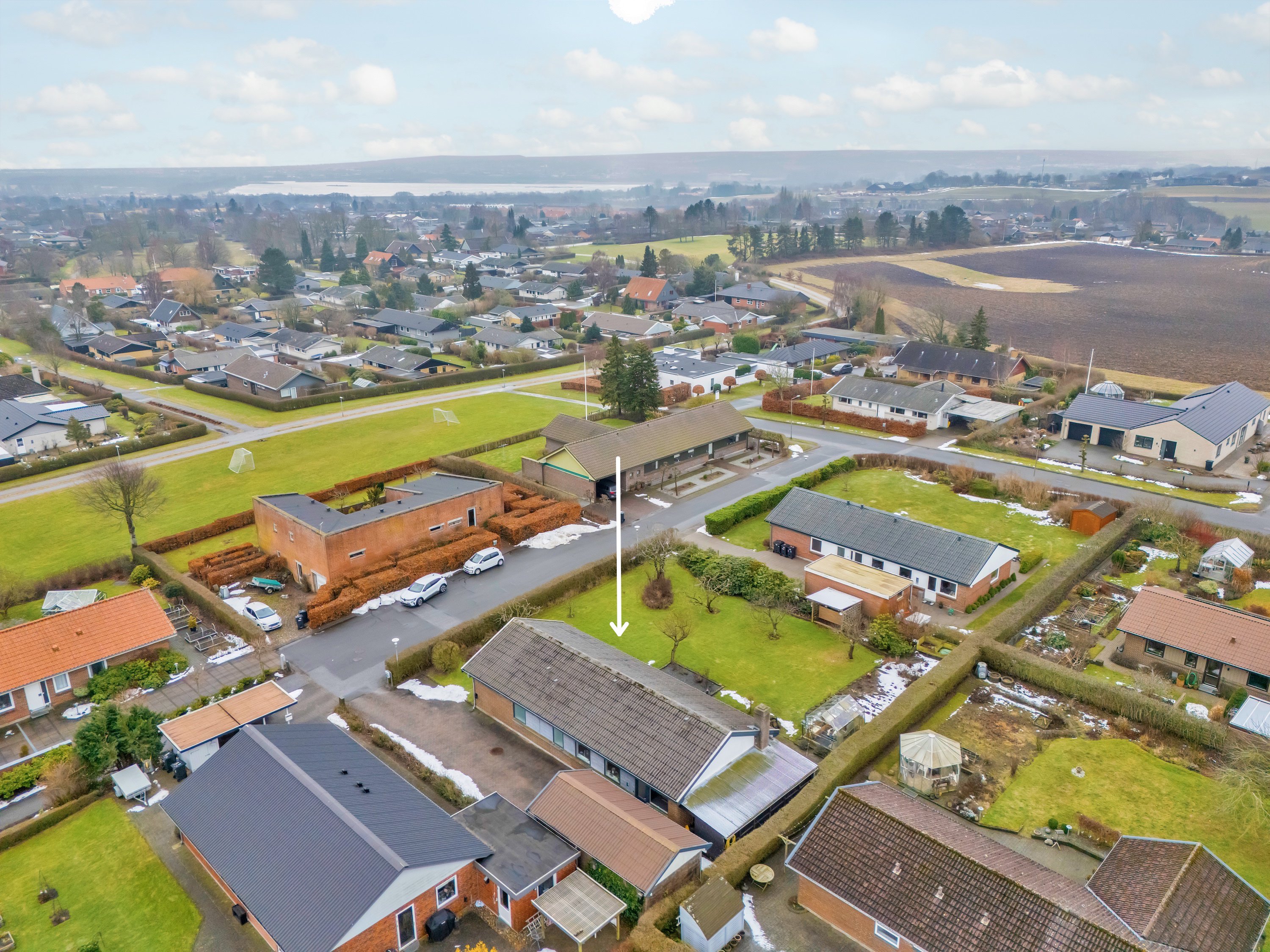 Fremhævet luftfoto billede i fuldskærmstilstand. Billede af Ørnehøjen 21, 8520 Lystrup