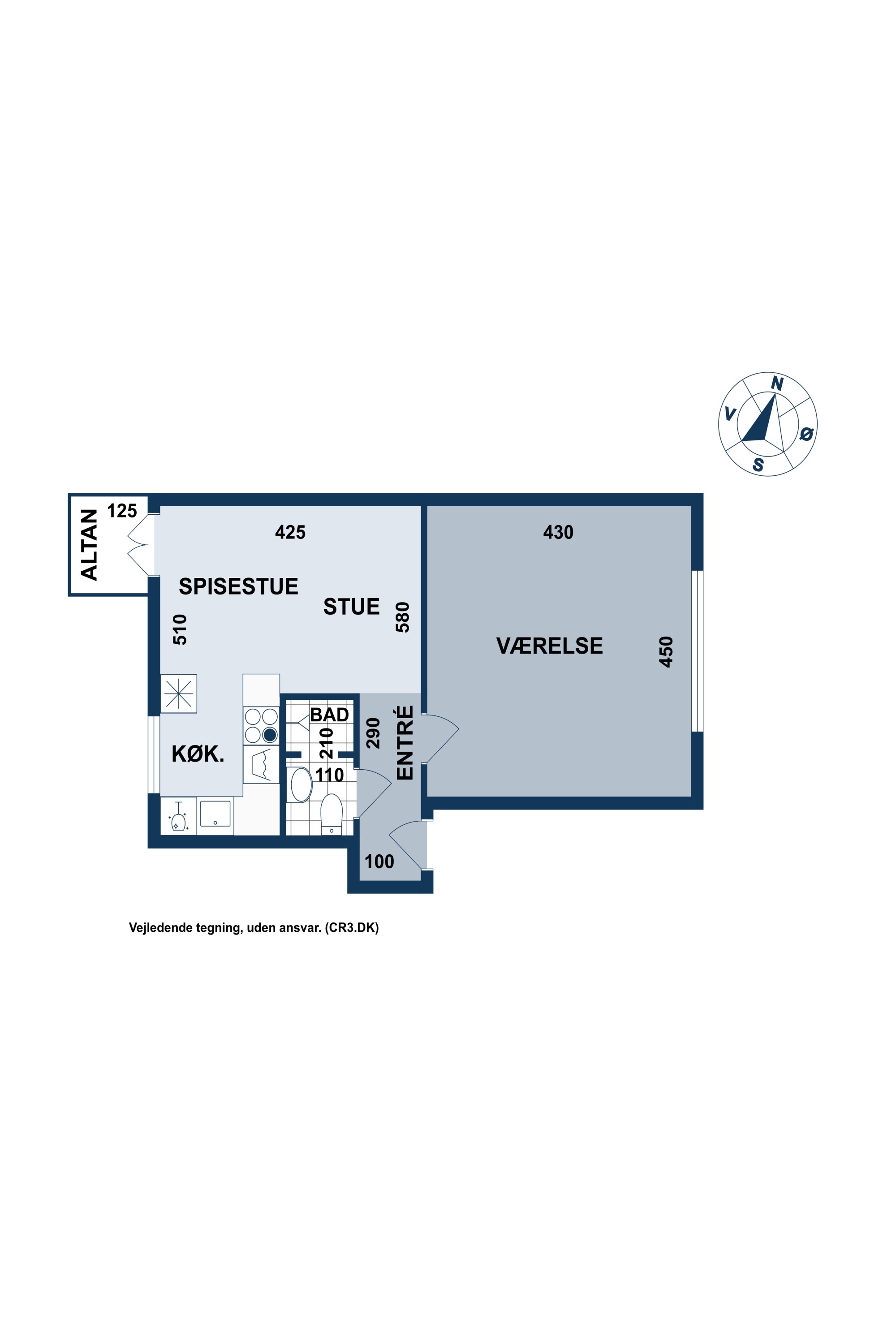 Plantegninger billede af Lauravej 1, 1. th., 2500 Valby