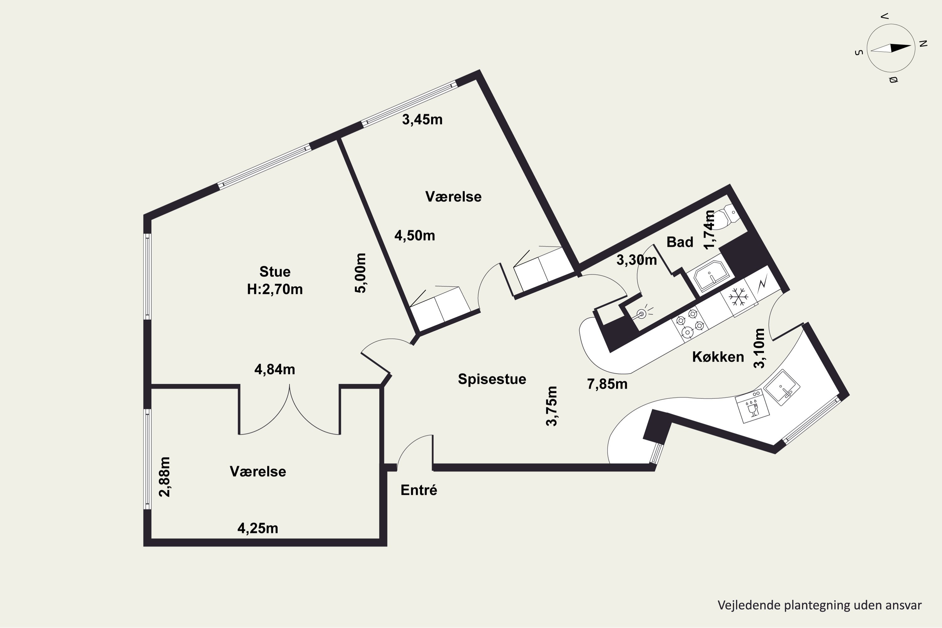 Plantegninger billede af Reykjaviksgade 5, 1. th., 2300 København S