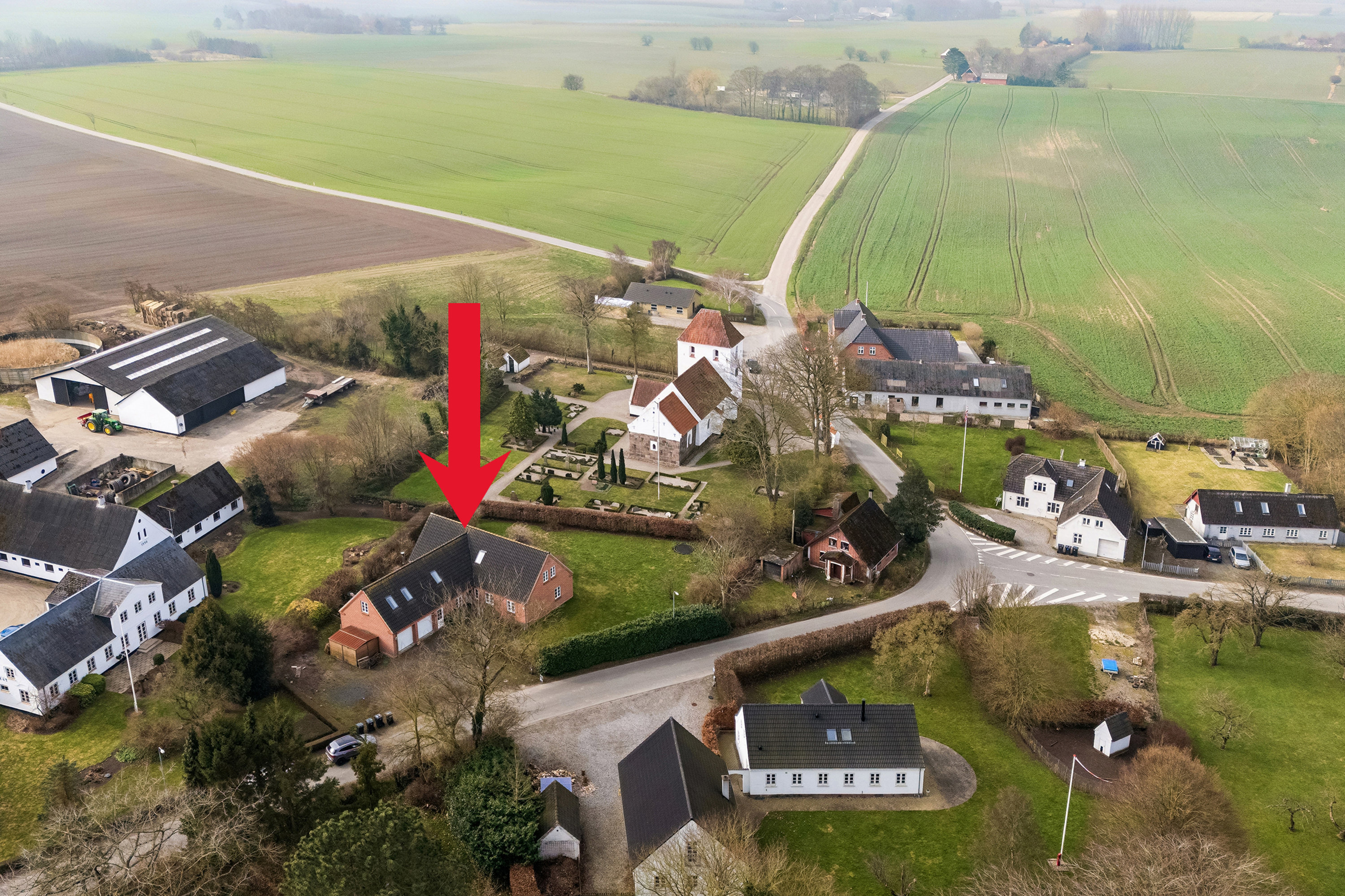 Fremhævet luftfoto billede i fuldskærmstilstand. Billede af Ejlbyvej 66, Ejlby, 5471 Søndersø