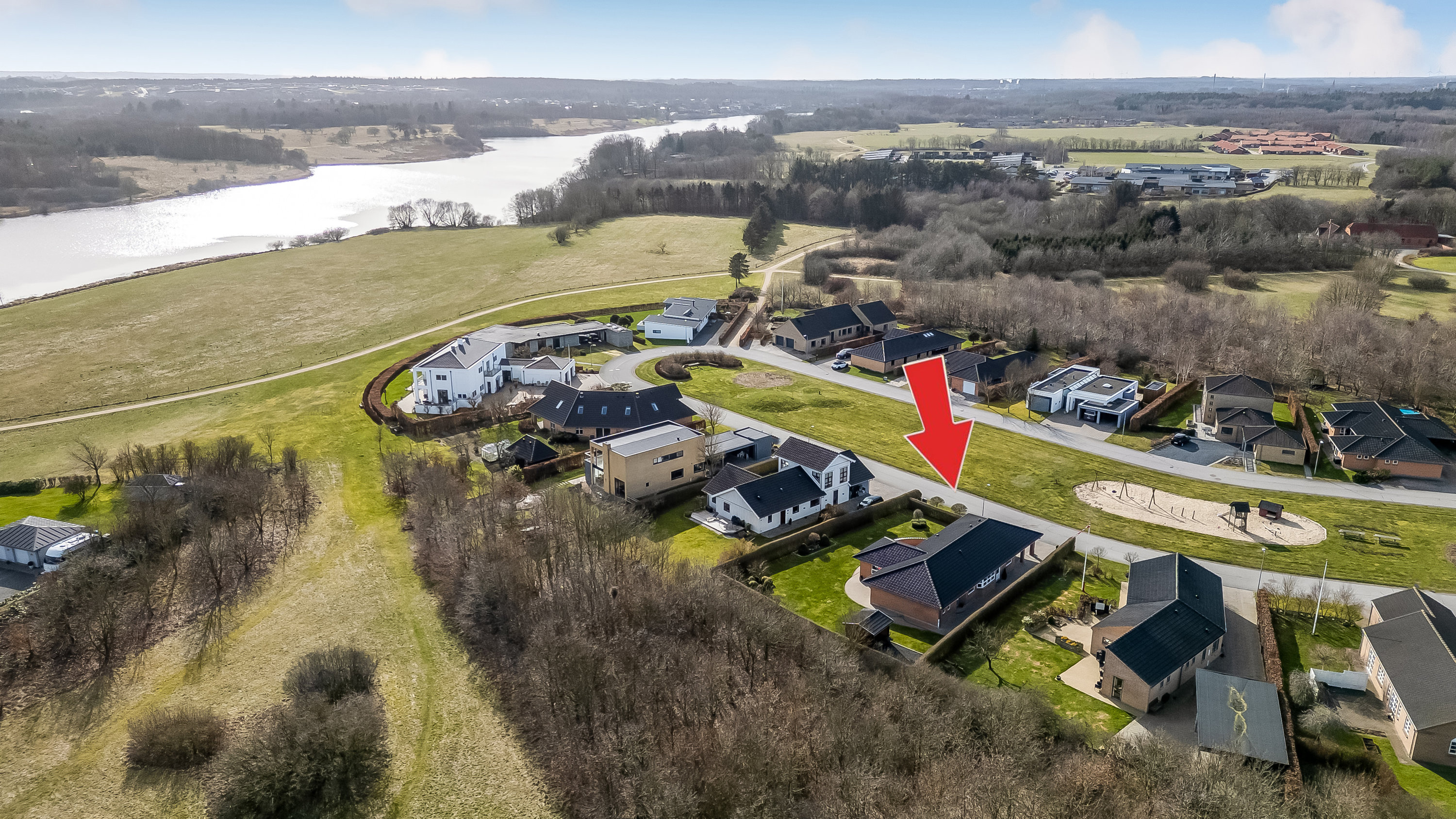 Miniaturebillede 1: luftfoto. Billede af Skovvikken 34, Mejrup, 7500 Holstebro