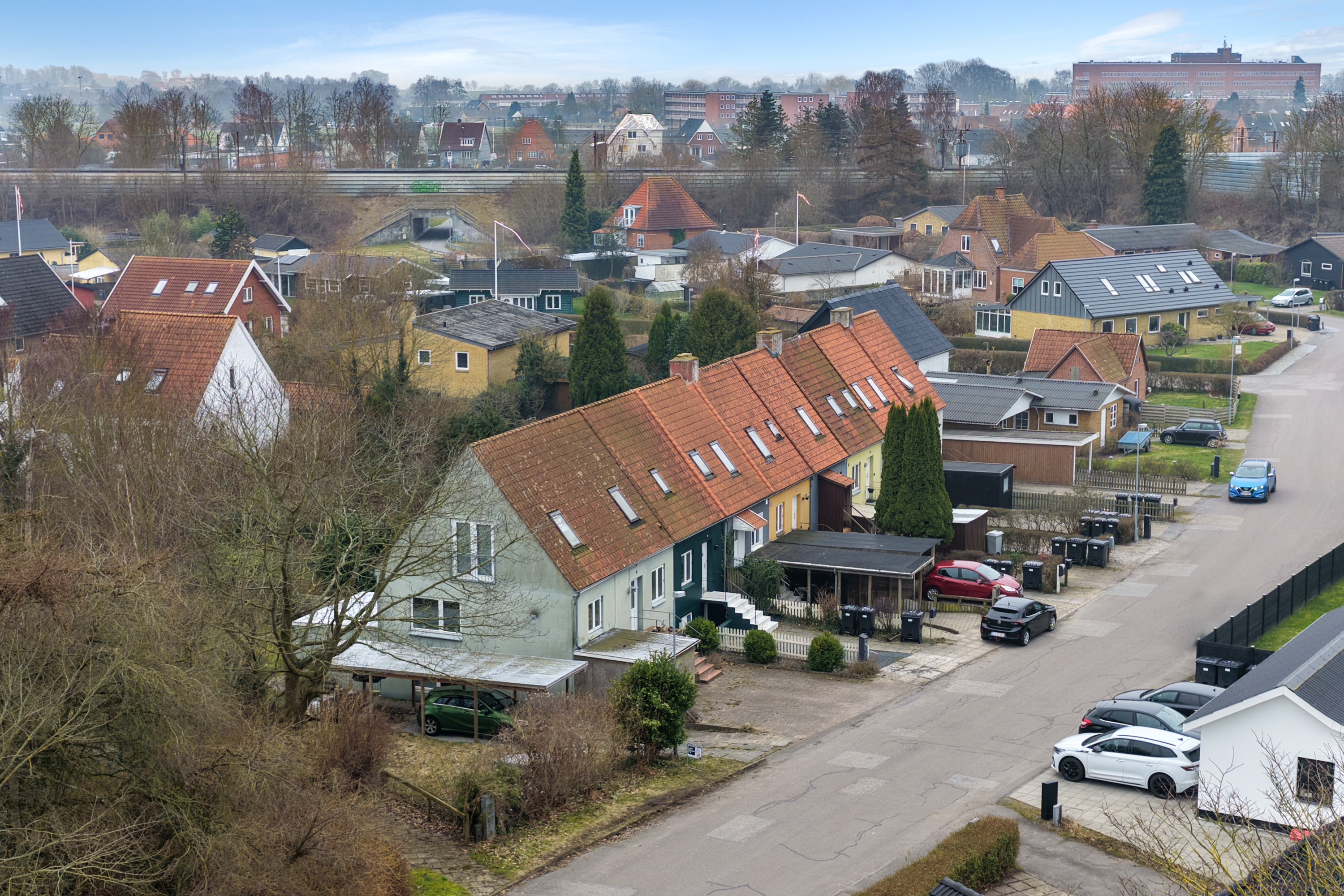 Rækkehus: Luftfoto på Rs Poulsens Vej 4, 5500 Middelfart