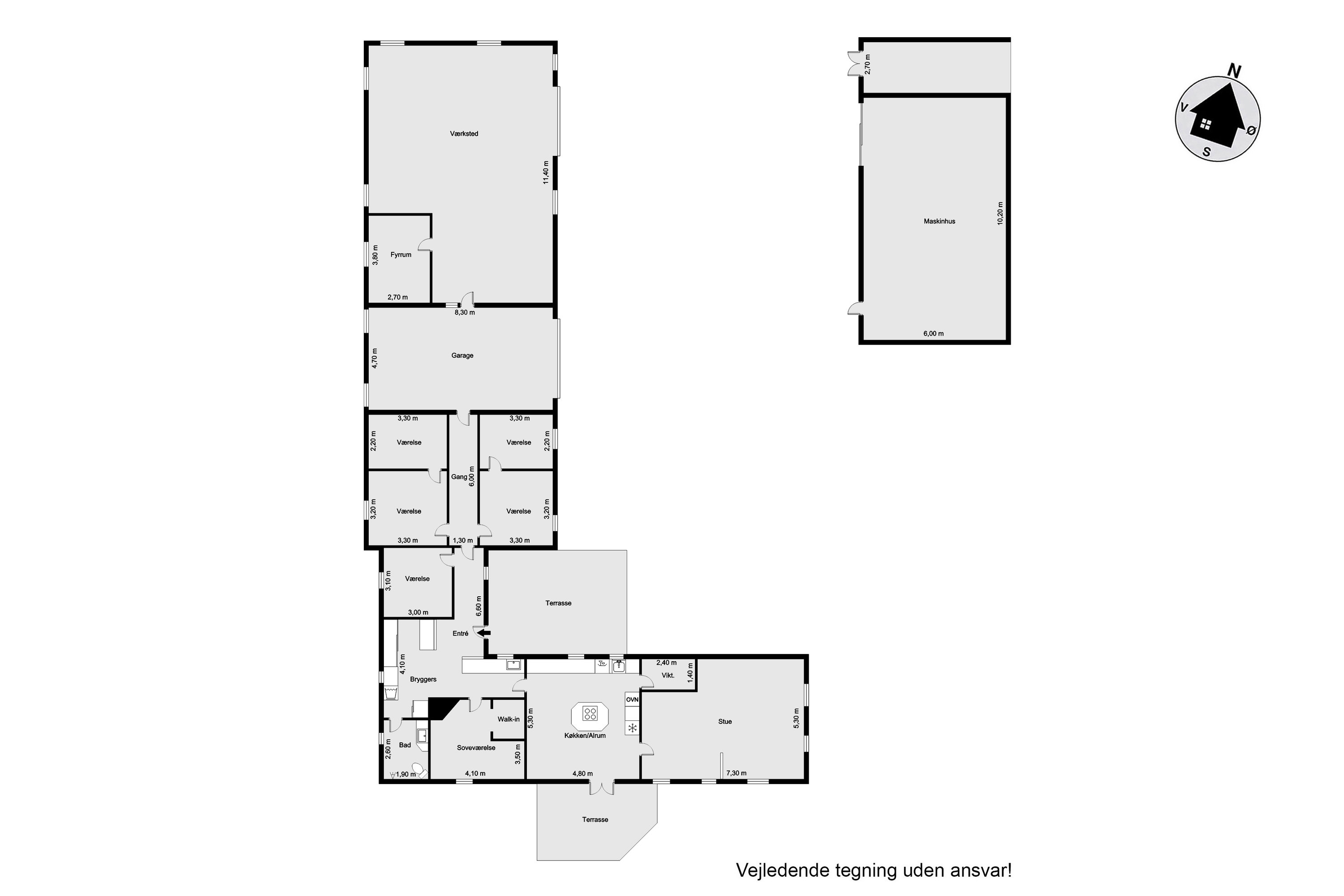 Plantegninger billede af Vestervej 10, 6980 Tim