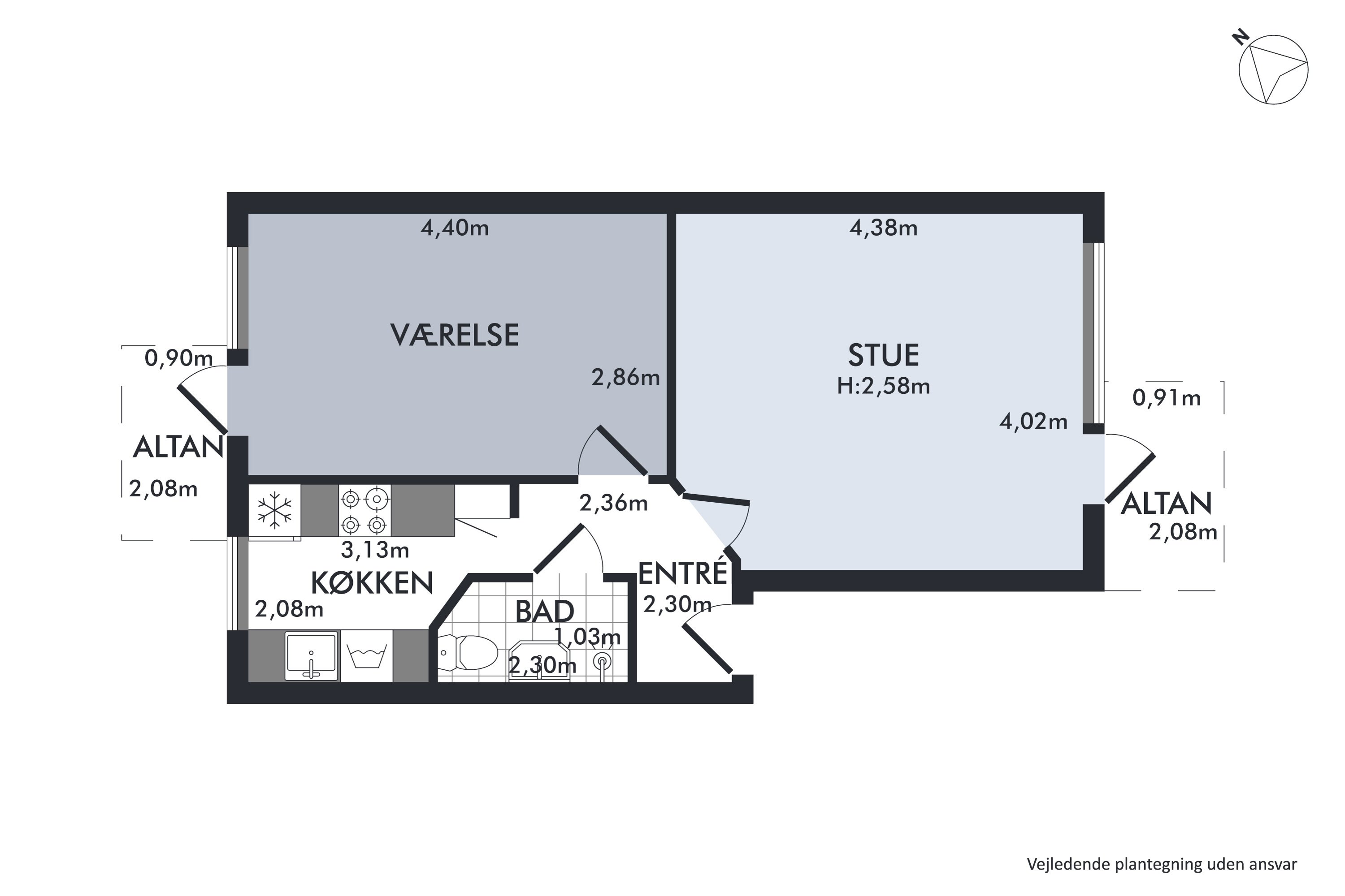 Plantegninger billede af Frankrigsgade 23, 2. th., 2300 København S