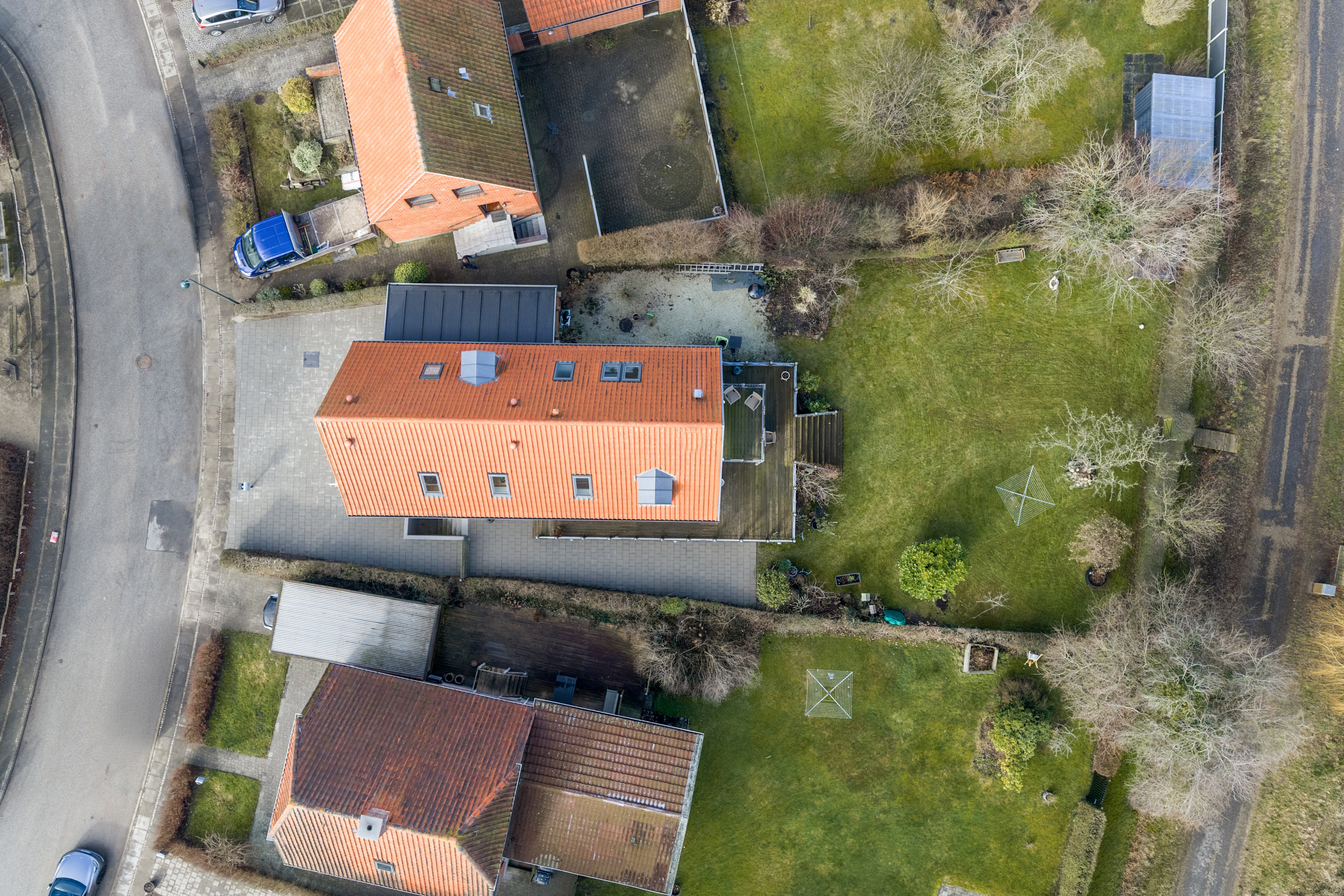 Fremhævet luftfoto billede i fuldskærmstilstand. Billede af Rosenvænget 41, 5500 Middelfart