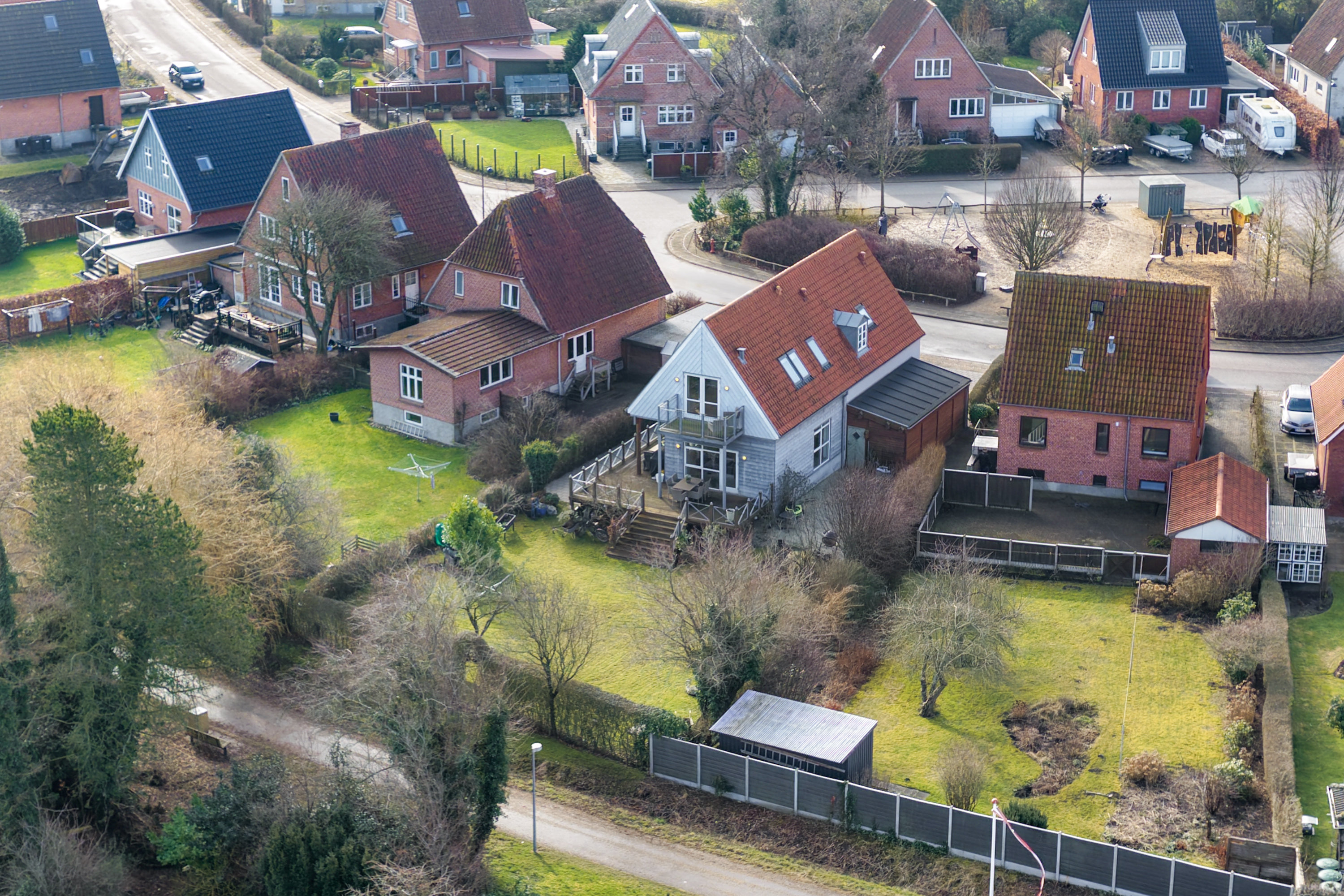 Fremhævet luftfoto billede i fuldskærmstilstand. Billede af Rosenvænget 41, 5500 Middelfart