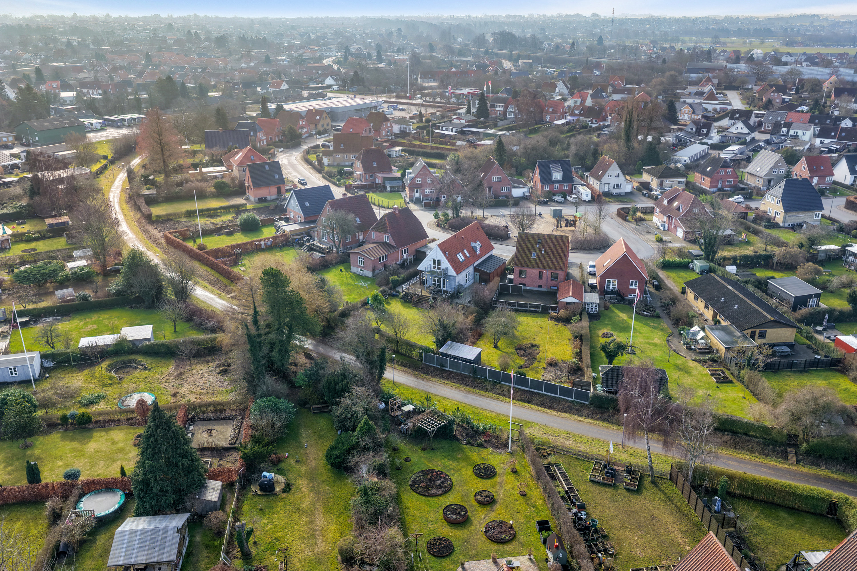 Fremhævet luftfoto billede i fuldskærmstilstand. Billede af Rosenvænget 41, 5500 Middelfart