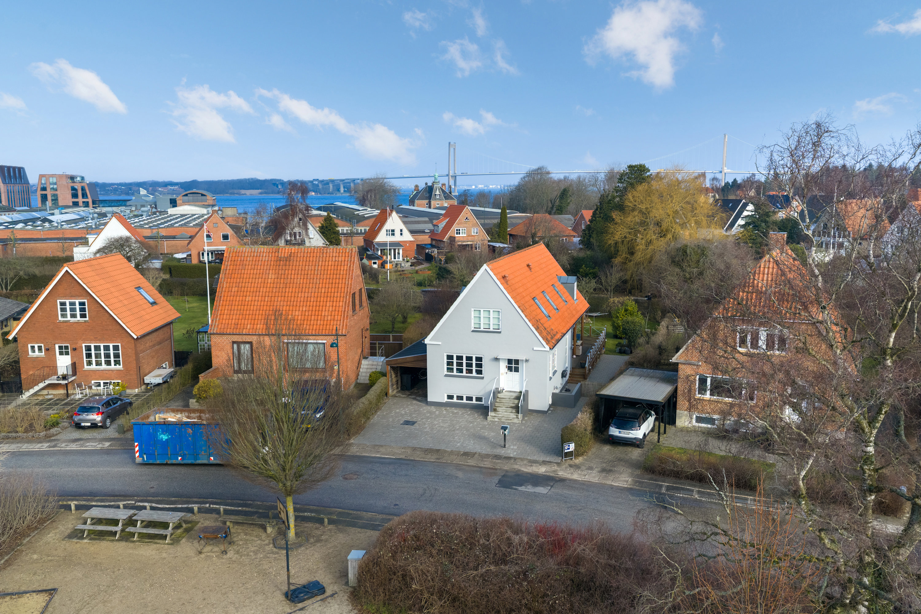 Fremhævet luftfoto billede i fuldskærmstilstand. Billede af Rosenvænget 41, 5500 Middelfart