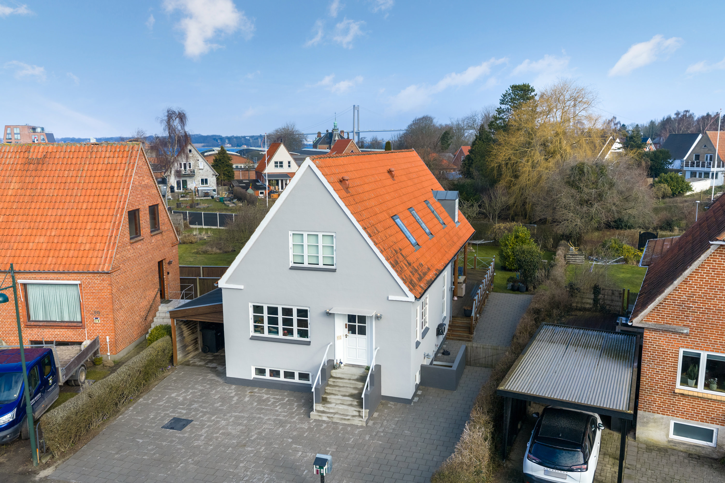 Fremhævet luftfoto billede i fuldskærmstilstand. Billede af Rosenvænget 41, 5500 Middelfart