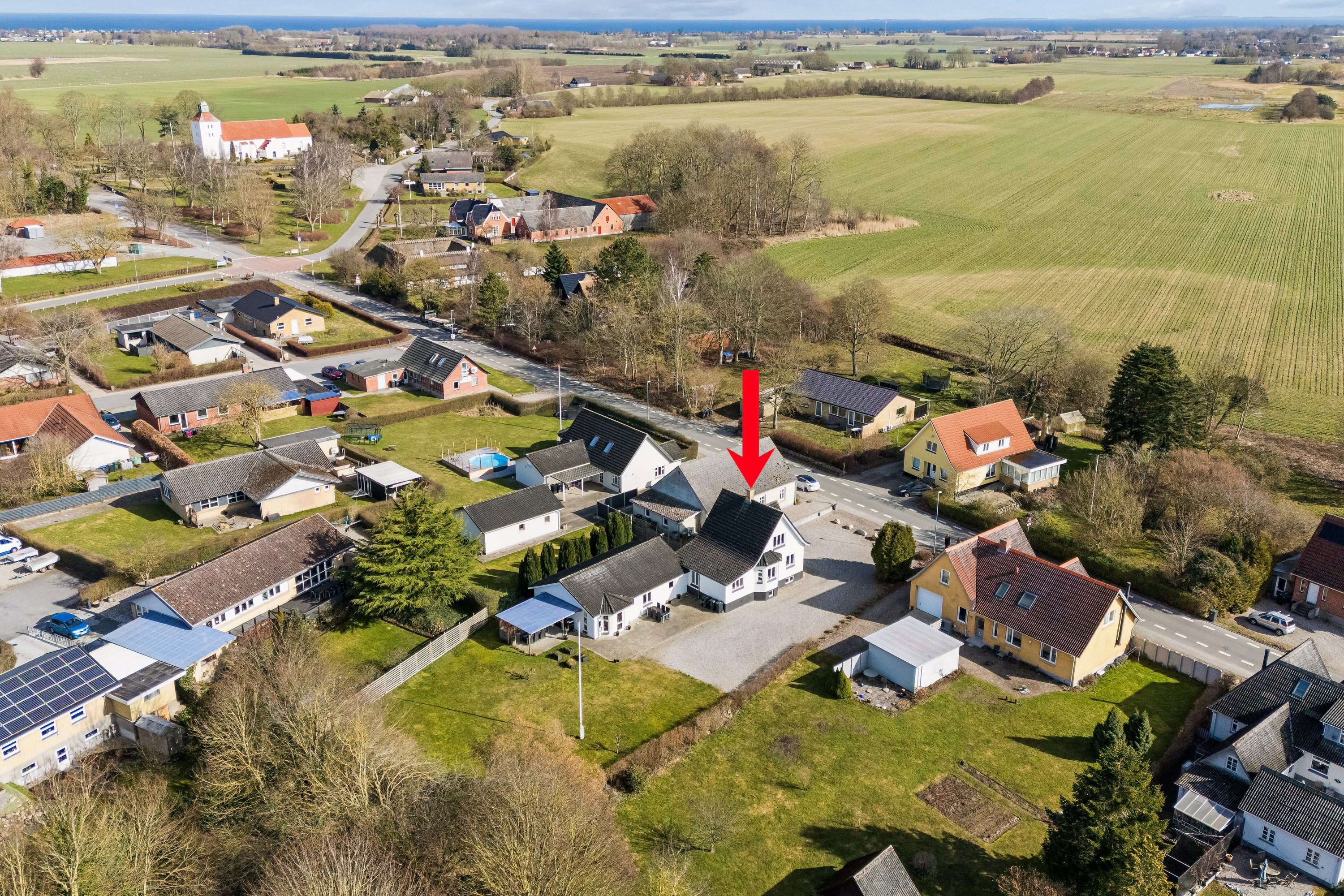 Miniaturebillede 1: luftfoto. Billede af Krogsbølle Bygade 24, Krogsbølle, 5450 Otterup