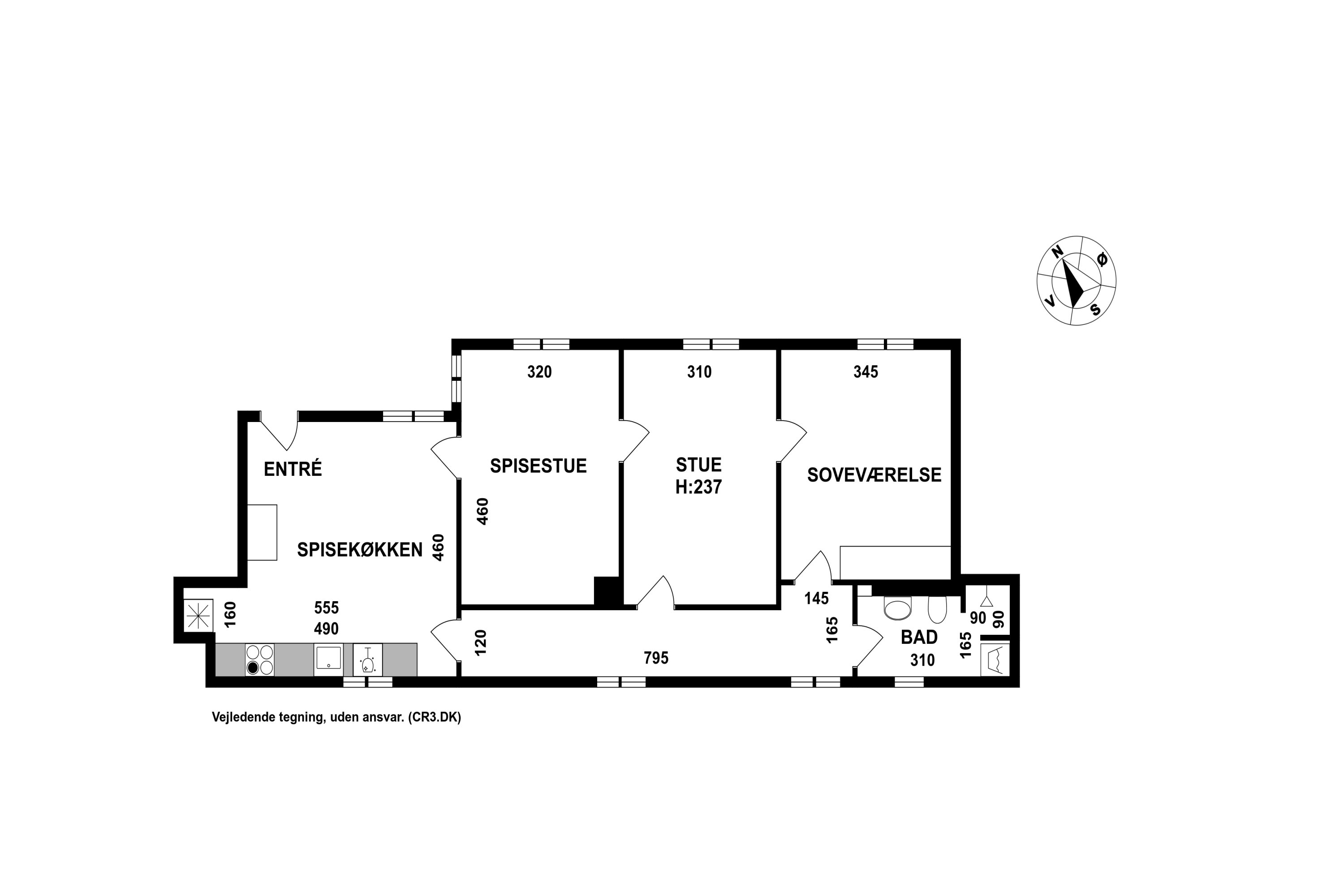 Plantegninger billede af Stengade 68A, 1. tv., 3000 Helsingør
