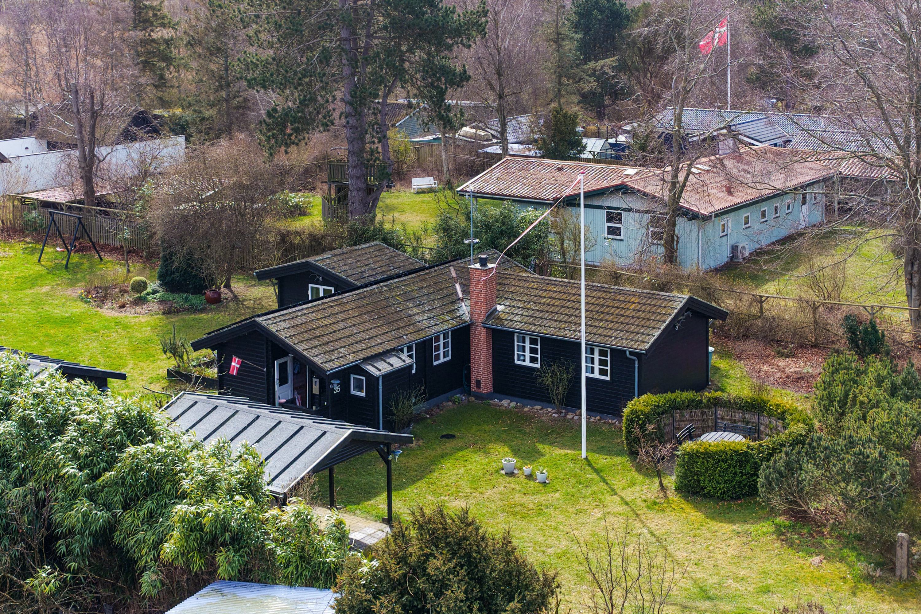 Fremhævet luftfoto billede i fuldskærmstilstand. Billede af Alpehau 35, Nordskov, 5390 Martofte