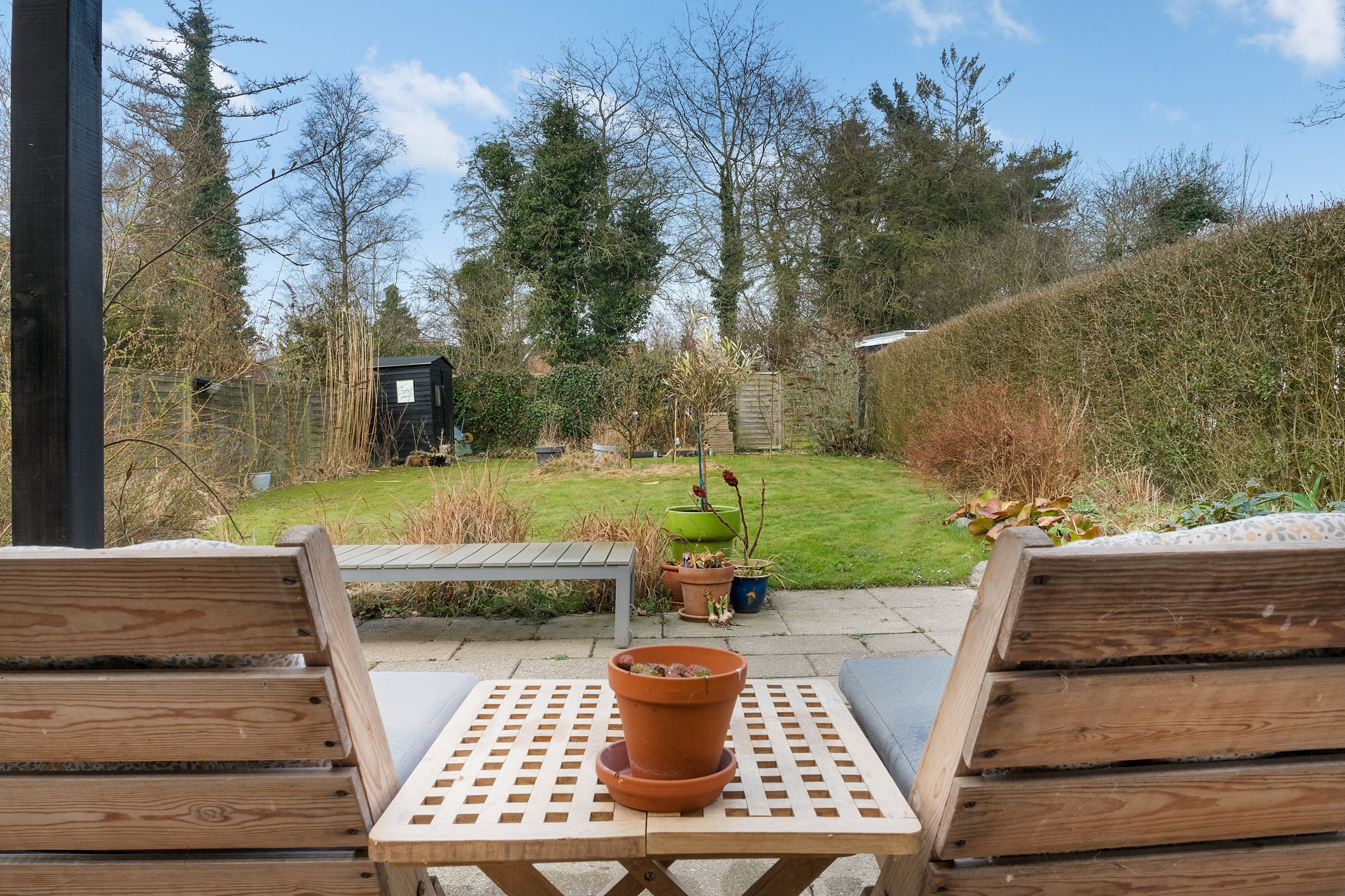 Fremhævet baghave billede i fuldskærmstilstand. Billede af Arreskovvænget 18, 5230 Odense M