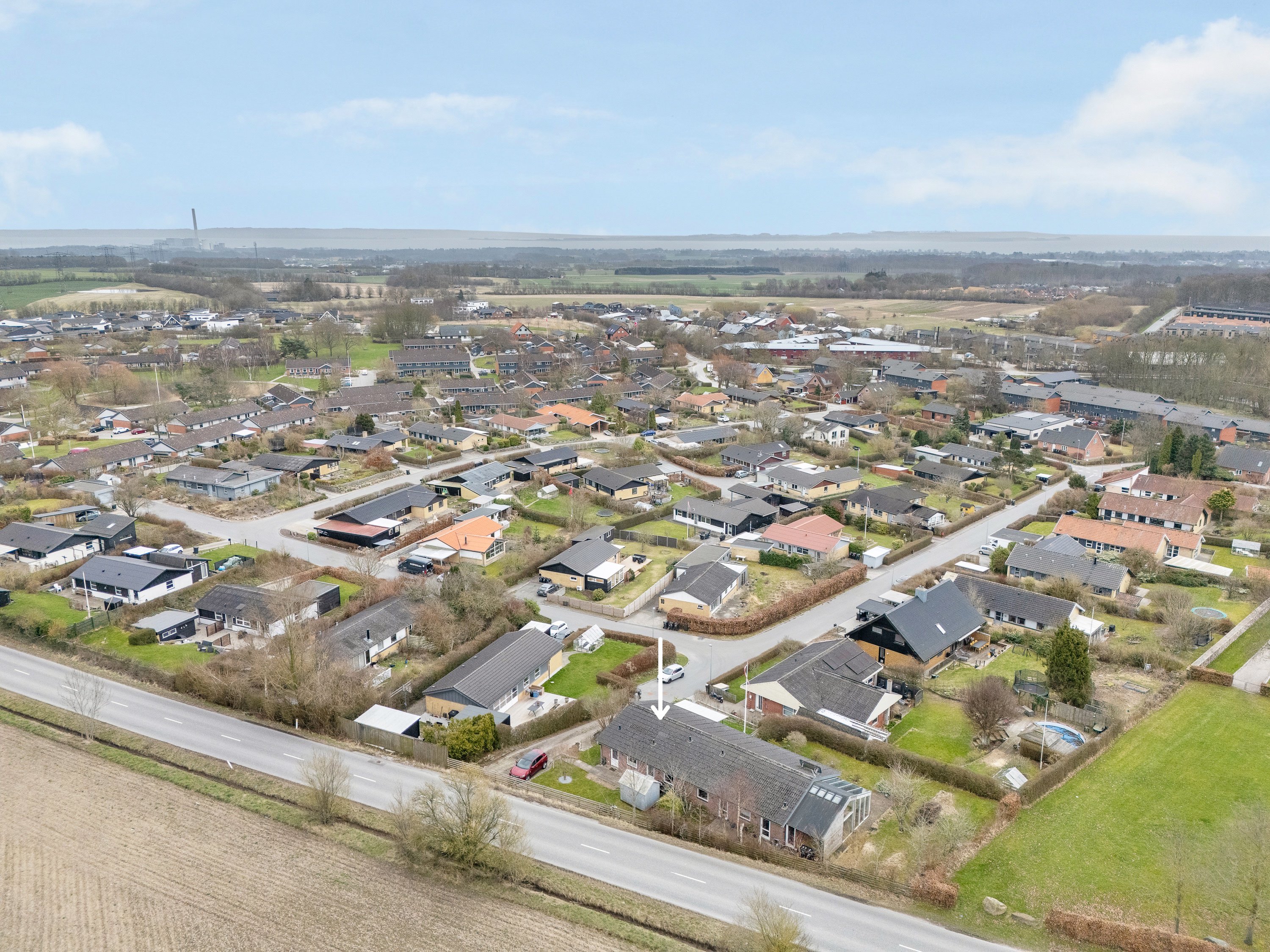 Fremhævet luftfoto billede i fuldskærmstilstand. Billede af Mølledalen 15A, 8530 Hjortshøj