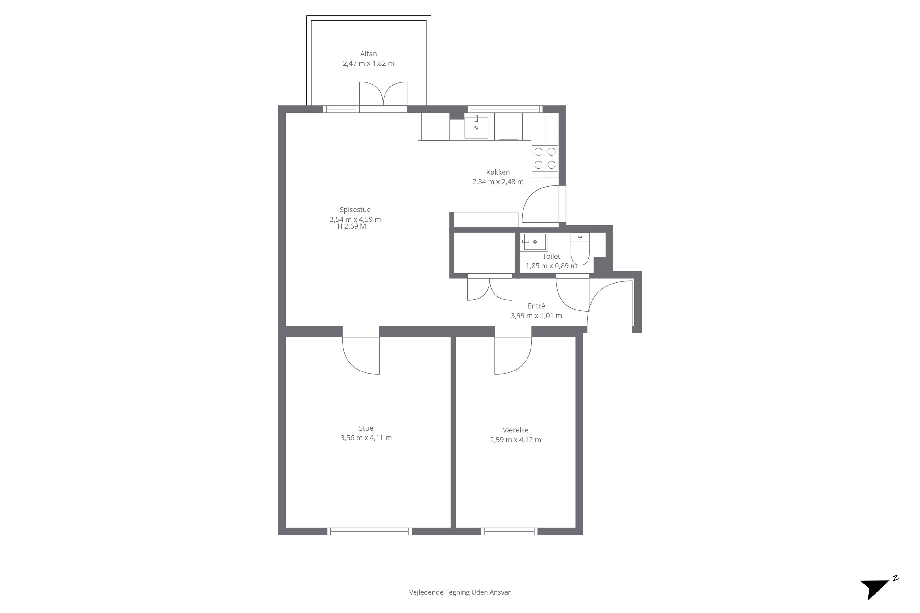Plantegninger billede af Ærøvej 7, 2. tv., 2000 Frederiksberg