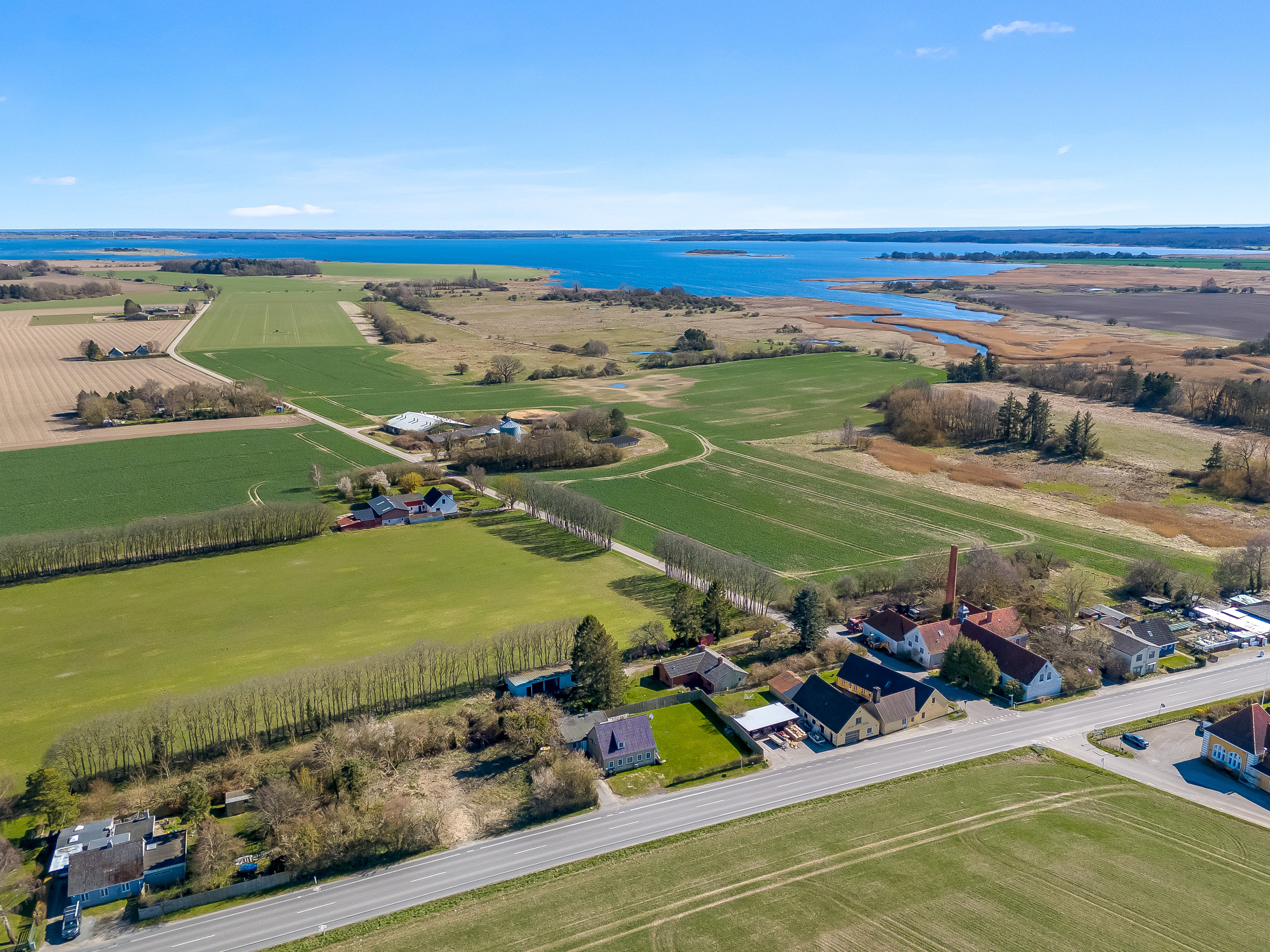 Fremhævet luftfoto billede i fuldskærmstilstand. Billede af Bymarken 14, Nagelsti, 4891 Toreby L