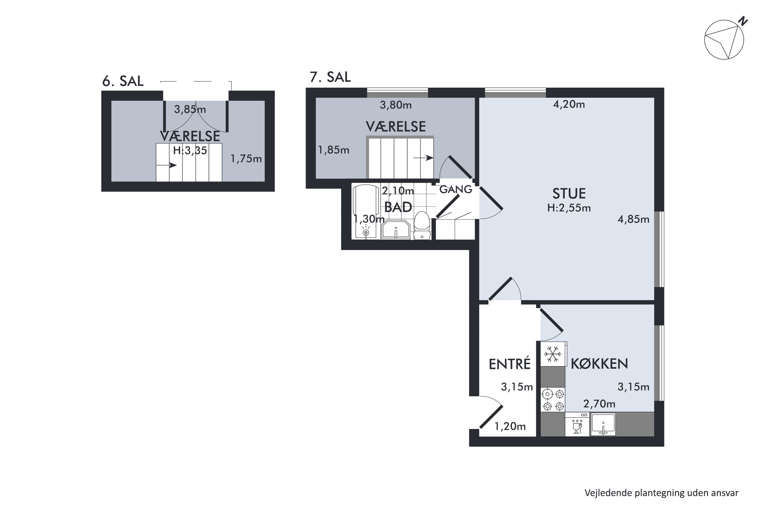 Plantegninger billede af Dronningens Tværgade 44, 7. mf., 1302 København K