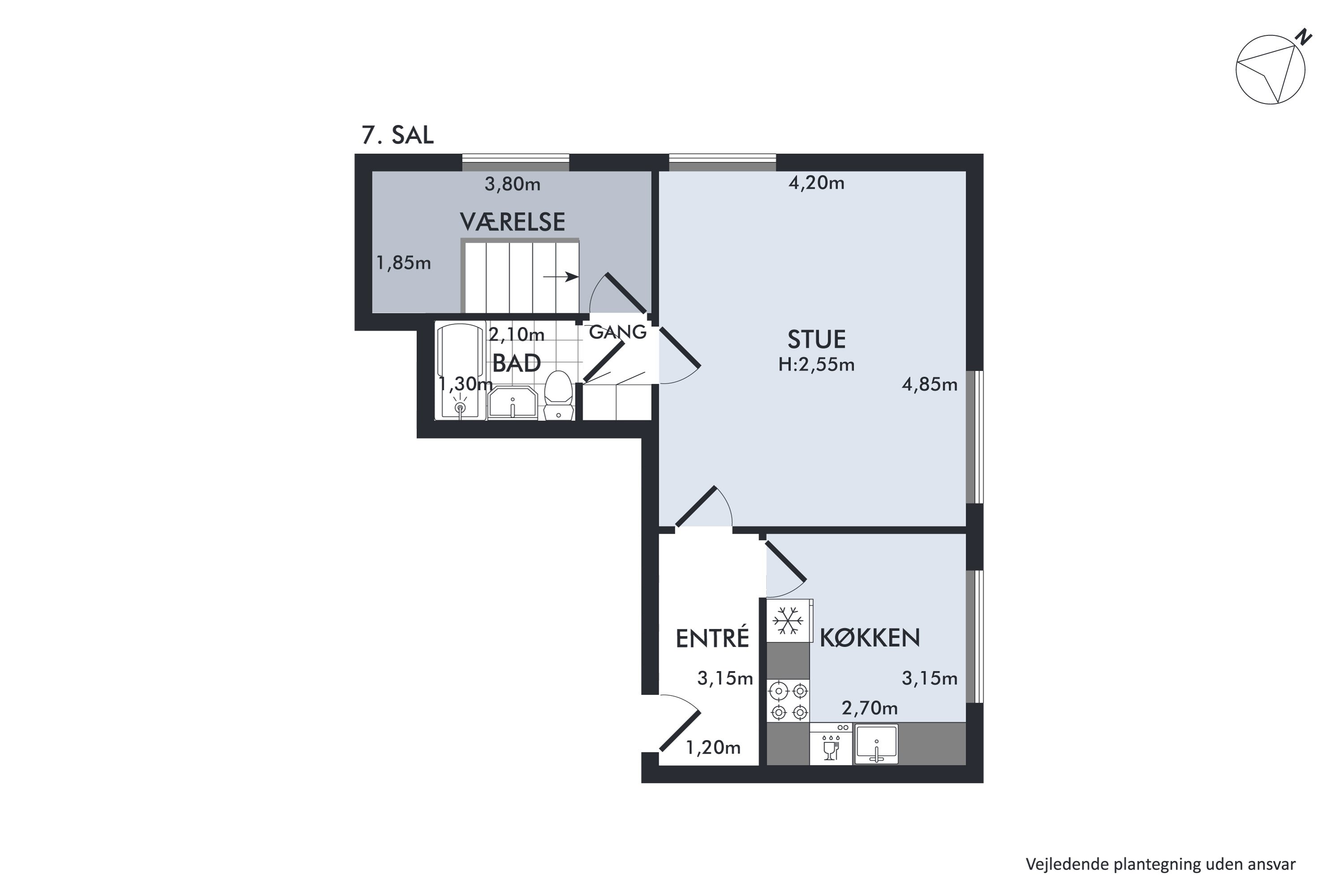 Plantegninger billede af Dronningens Tværgade 44, 7. mf., 1302 København K