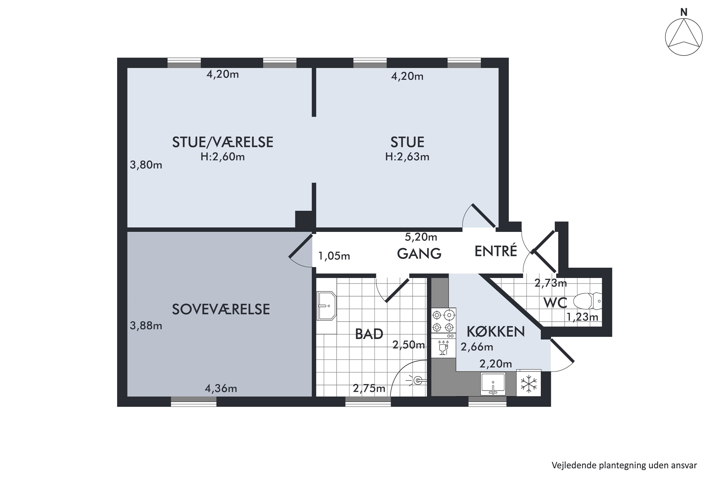 Plantegninger billede af Østerbro 102, 1. th., 9000 Aalborg