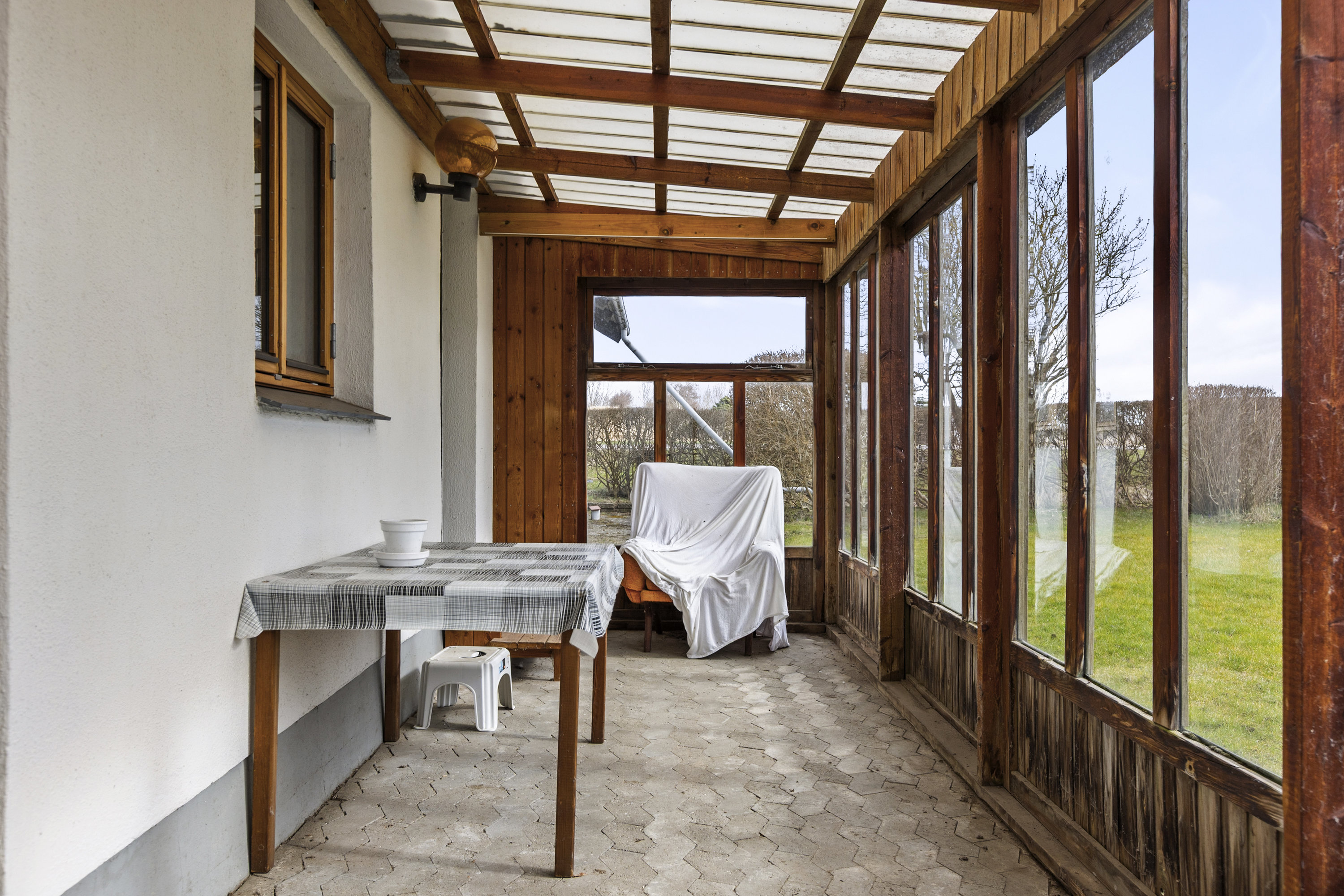 Fremhævet overdækket terrasse billede i fuldskærmstilstand. Billede af Onsved Huse 1, 4050 Skibby