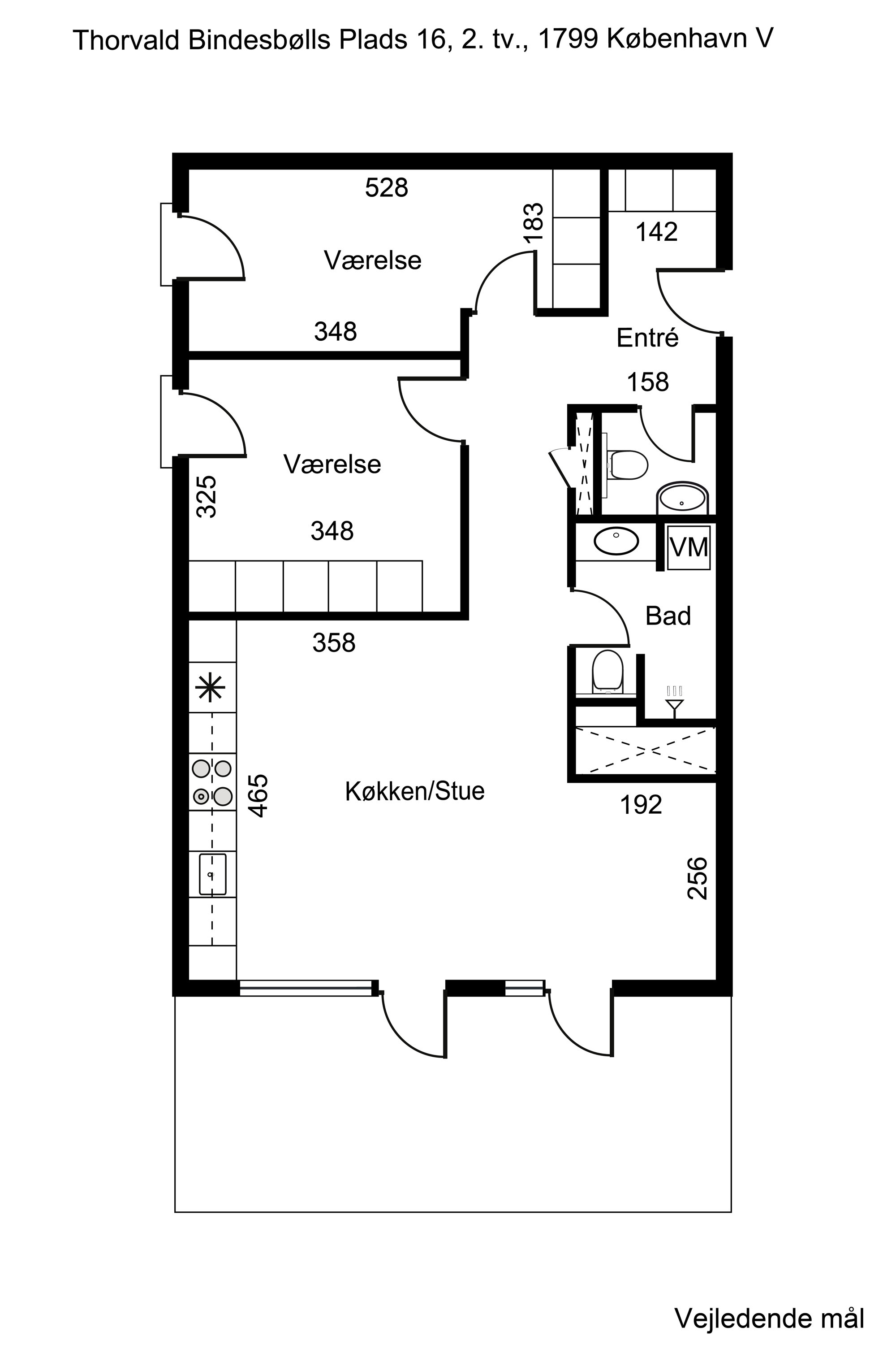 Plantegninger billede af Thorvald Bindesbølls Plads 16, 2. tv., 1799 København V