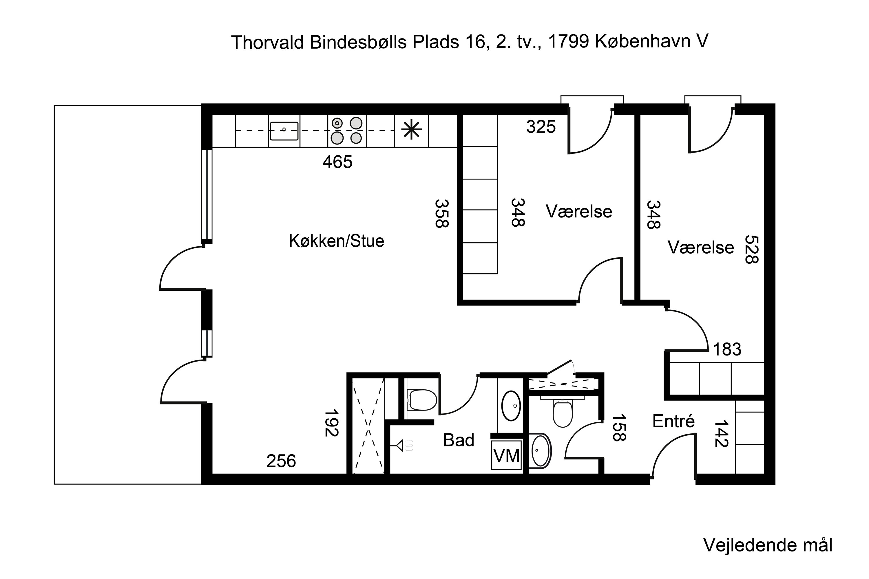Plantegninger billede af Thorvald Bindesbølls Plads 16, 2. tv., 1799 København V