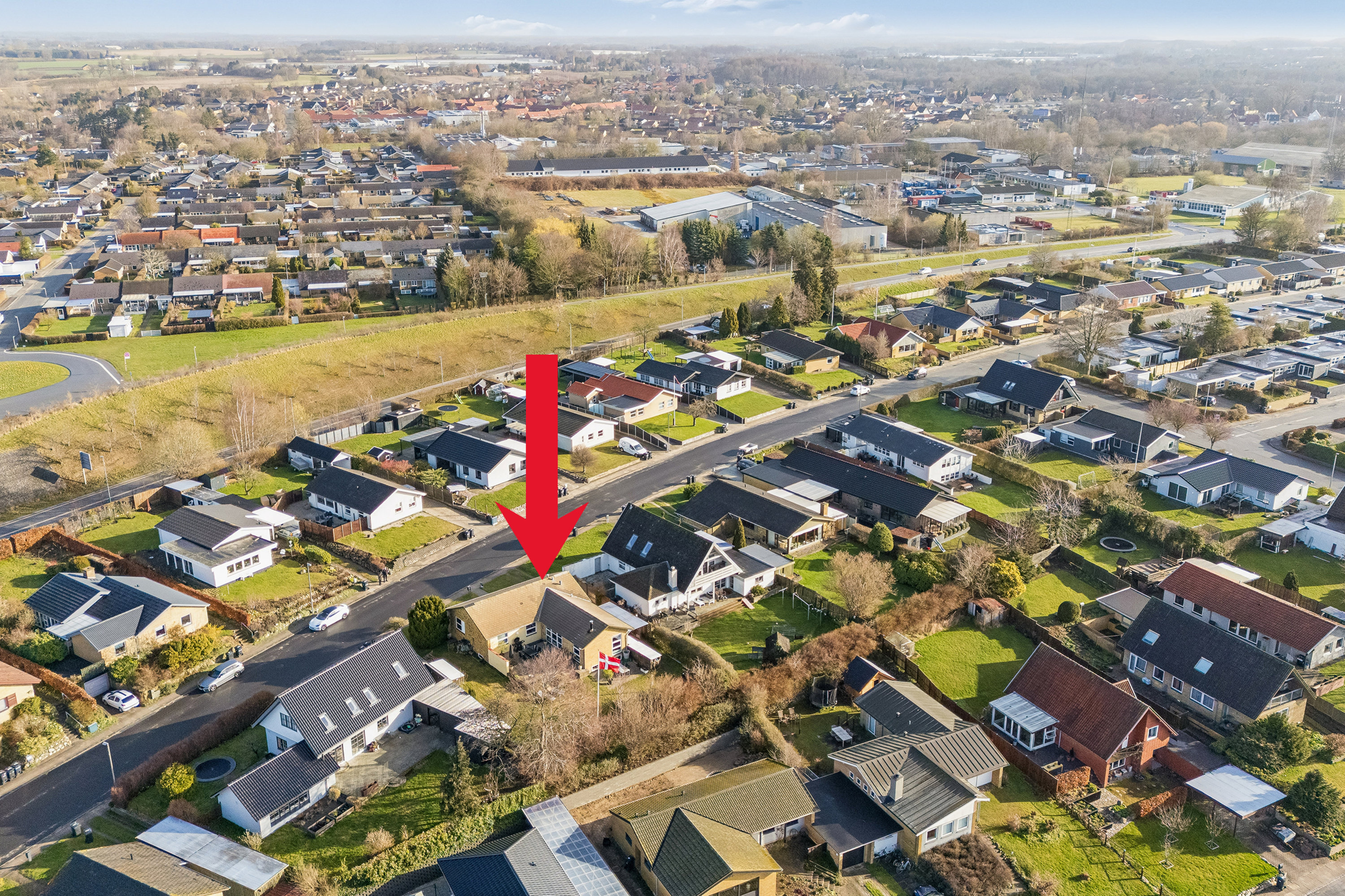 Fremhævet luftfoto billede i fuldskærmstilstand. Billede af Søgårdsvej 21, Næsby, 5270 Odense N