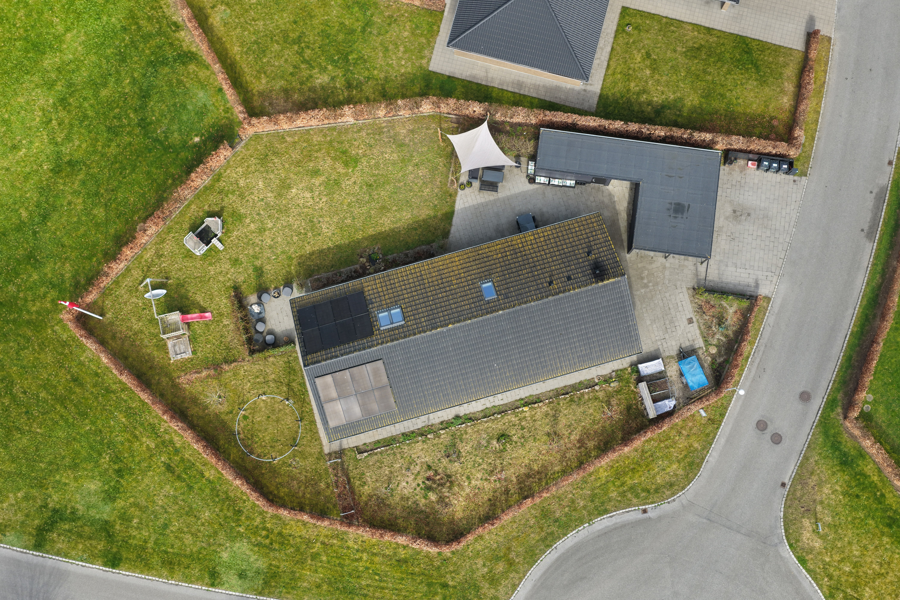 Fremhævet luftfoto billede i fuldskærmstilstand. Billede af Hustomten 21, 5800 Nyborg