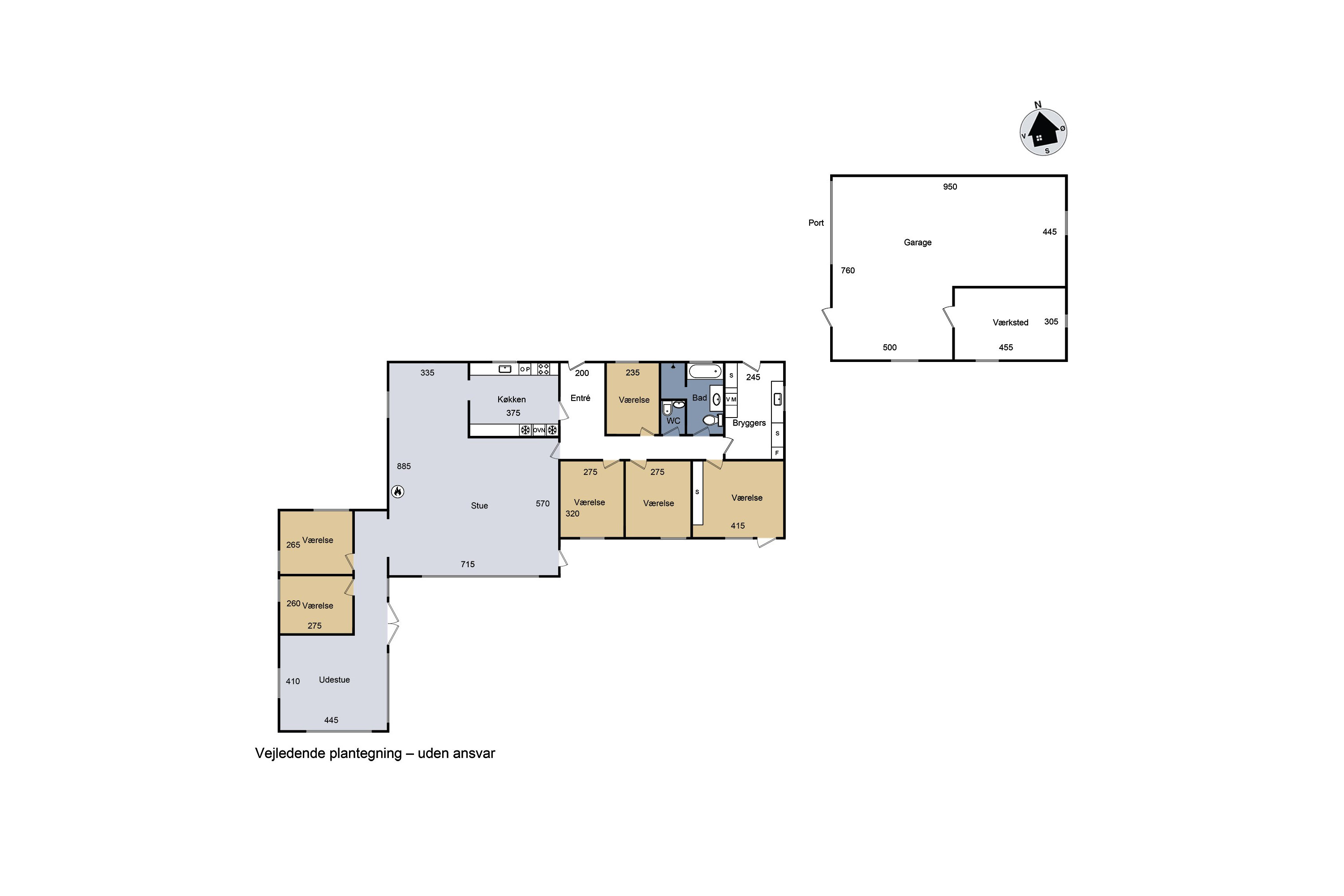 Plantegninger billede af Viskingevejen 1, 4470 Svebølle