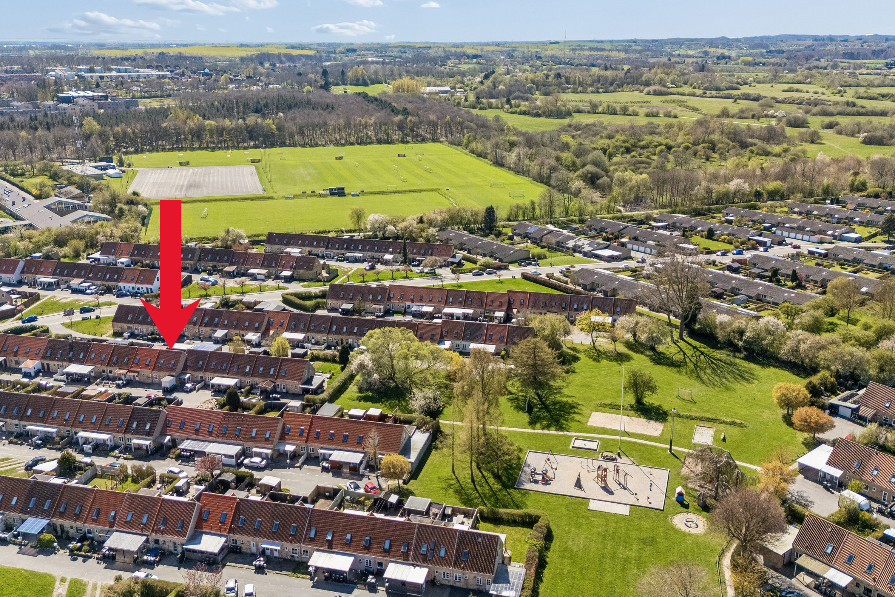 Fremhævet luftfoto billede i fuldskærmstilstand. Billede af Njalsvej 139, Højstrup, 5210 Odense NV