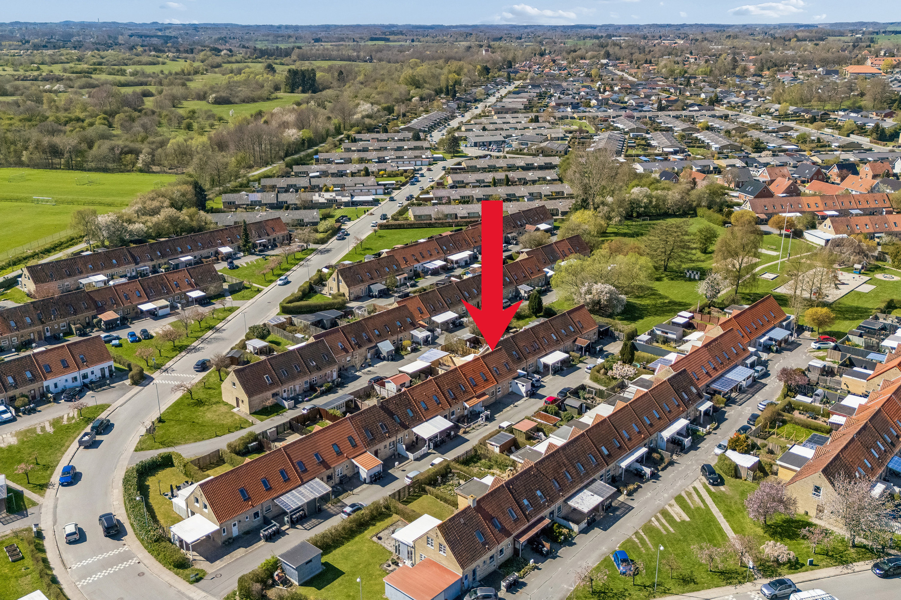 Fremhævet luftfoto billede i fuldskærmstilstand. Billede af Njalsvej 139, Højstrup, 5210 Odense NV