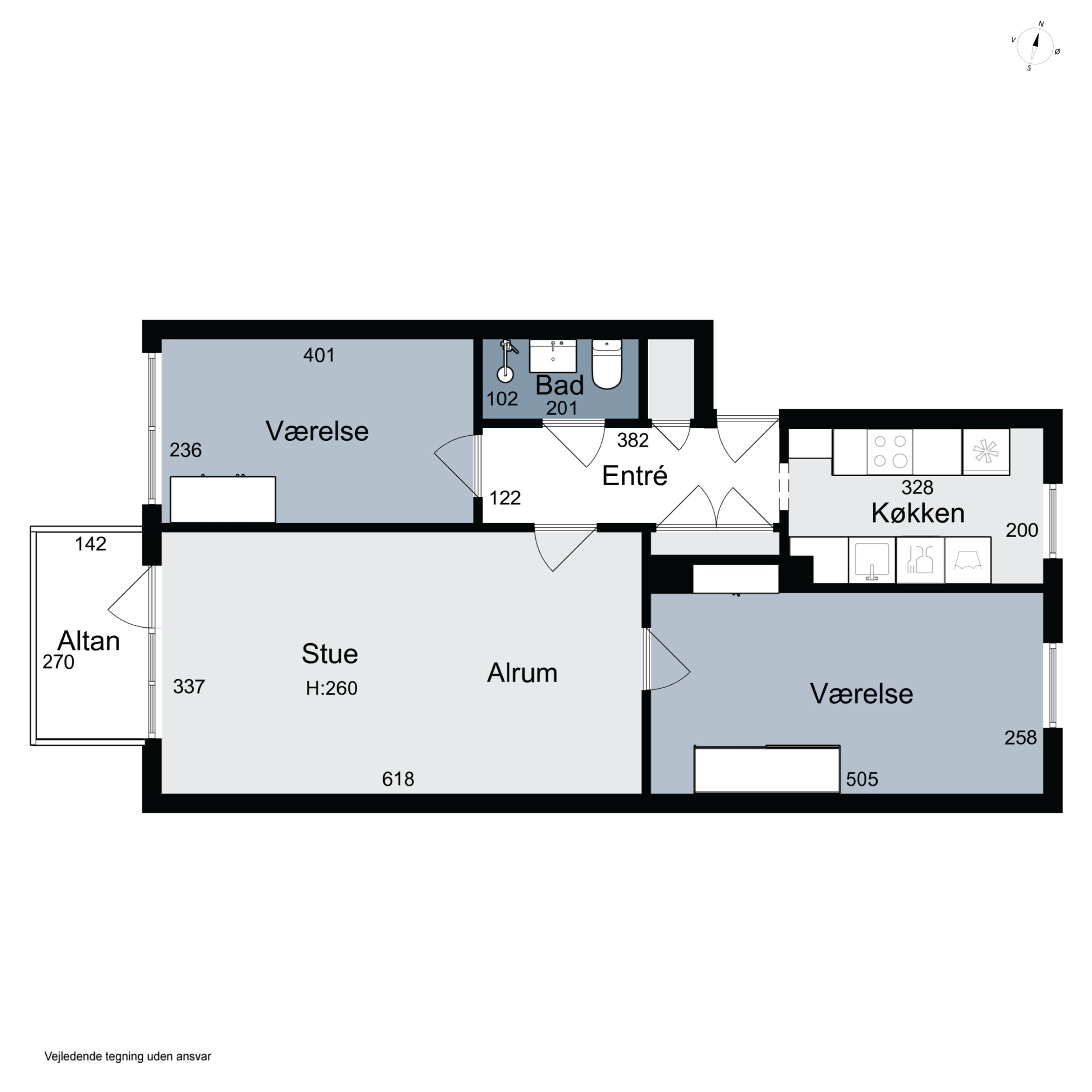 Plantegninger billede af Bybjergvej 19, 2. tv., 2970 Hørsholm