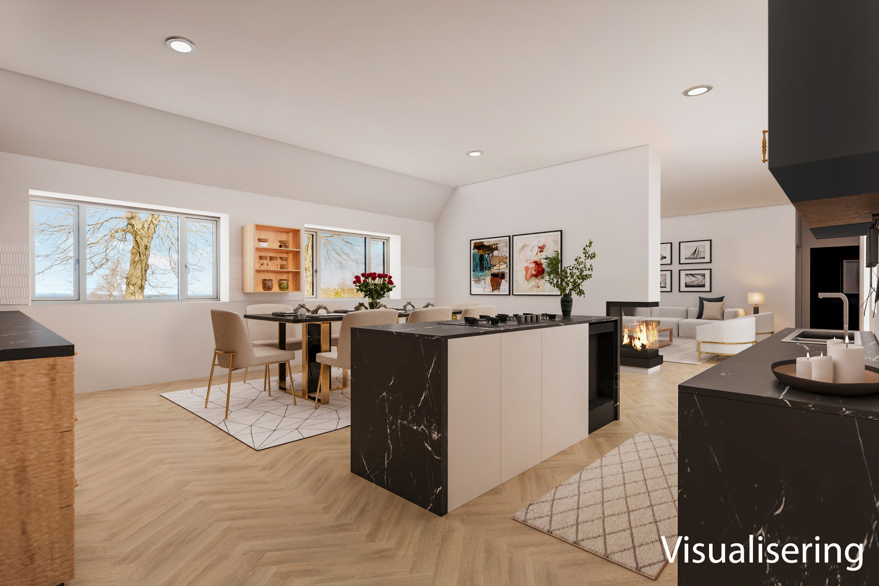 Fremhævet stue billede i fuldskærmstilstand. Billede af Kystvejen 1A, Baaring Mark, 5466 Asperup