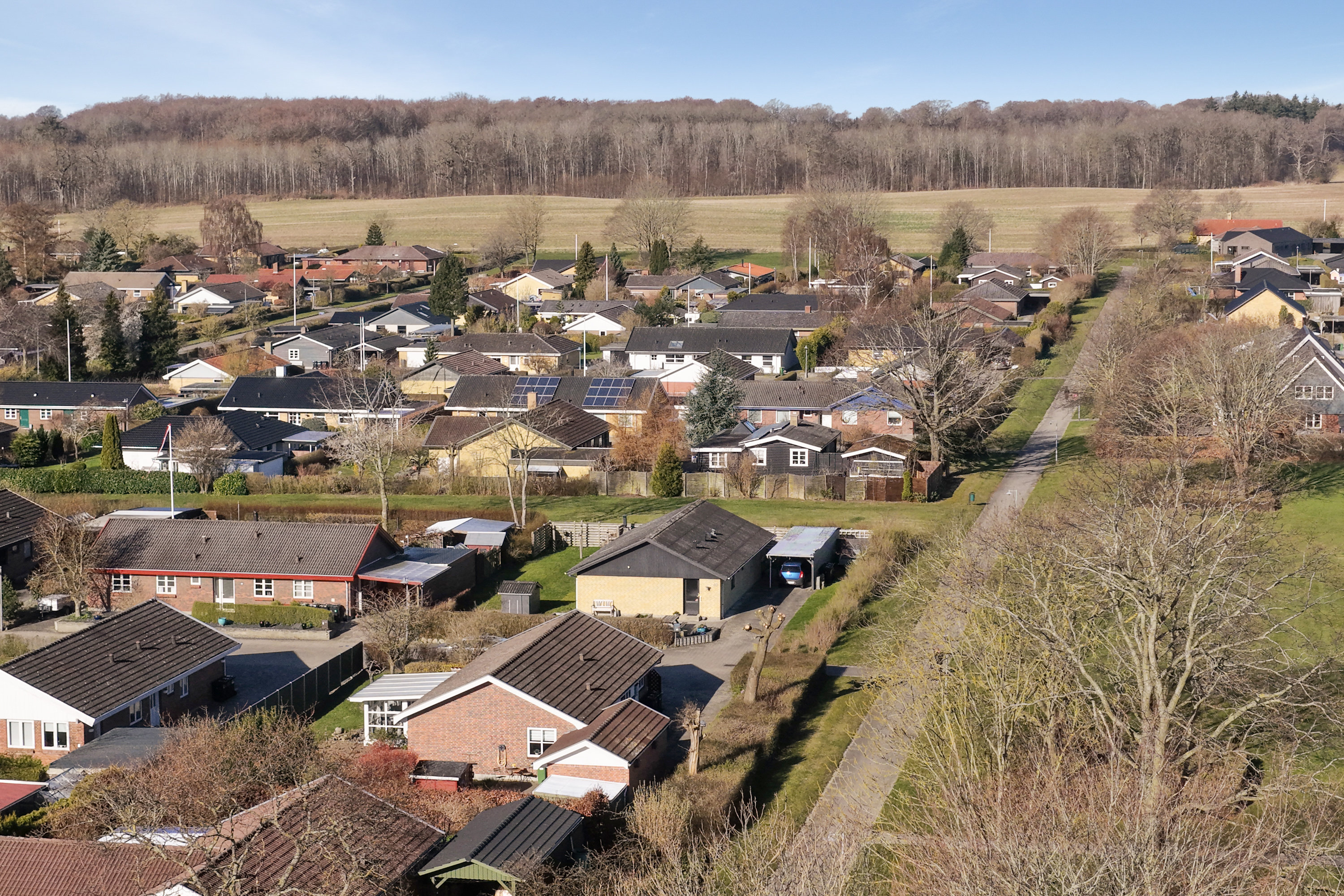Fremhævet luftfoto billede i fuldskærmstilstand. Billede af Hjortevænget 42, 5800 Nyborg